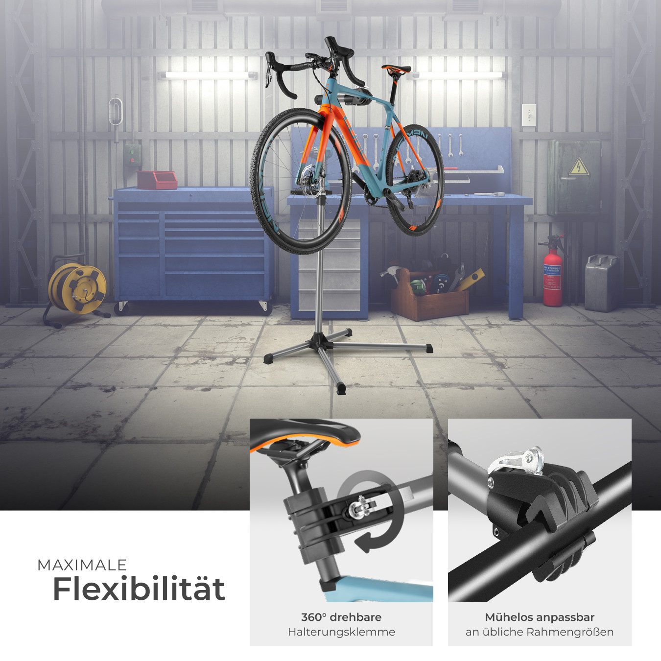 tectake Fahrrad-Montageständer Fahrrad-Set Reparaturständer für alle gängigen Modelle mit (Komplettset, bis 45kg) – Bild 5 von 5