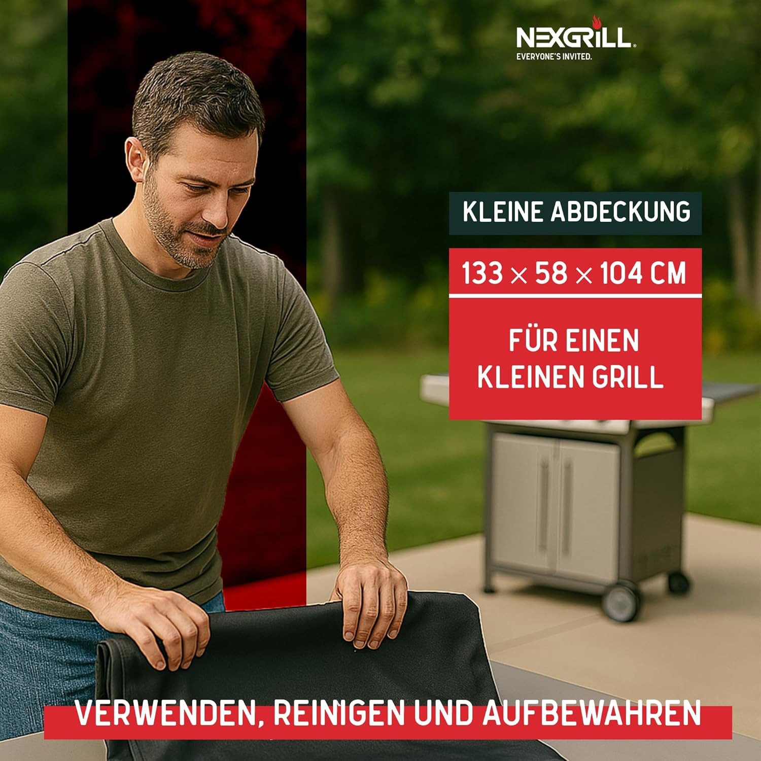 nexgrill Grillabdeckhaube Universal Grillabdeckung 178cm, 165cm, 150cm, Schutzhülle für Grill, schwarz, Grillabdeckung wetterfest