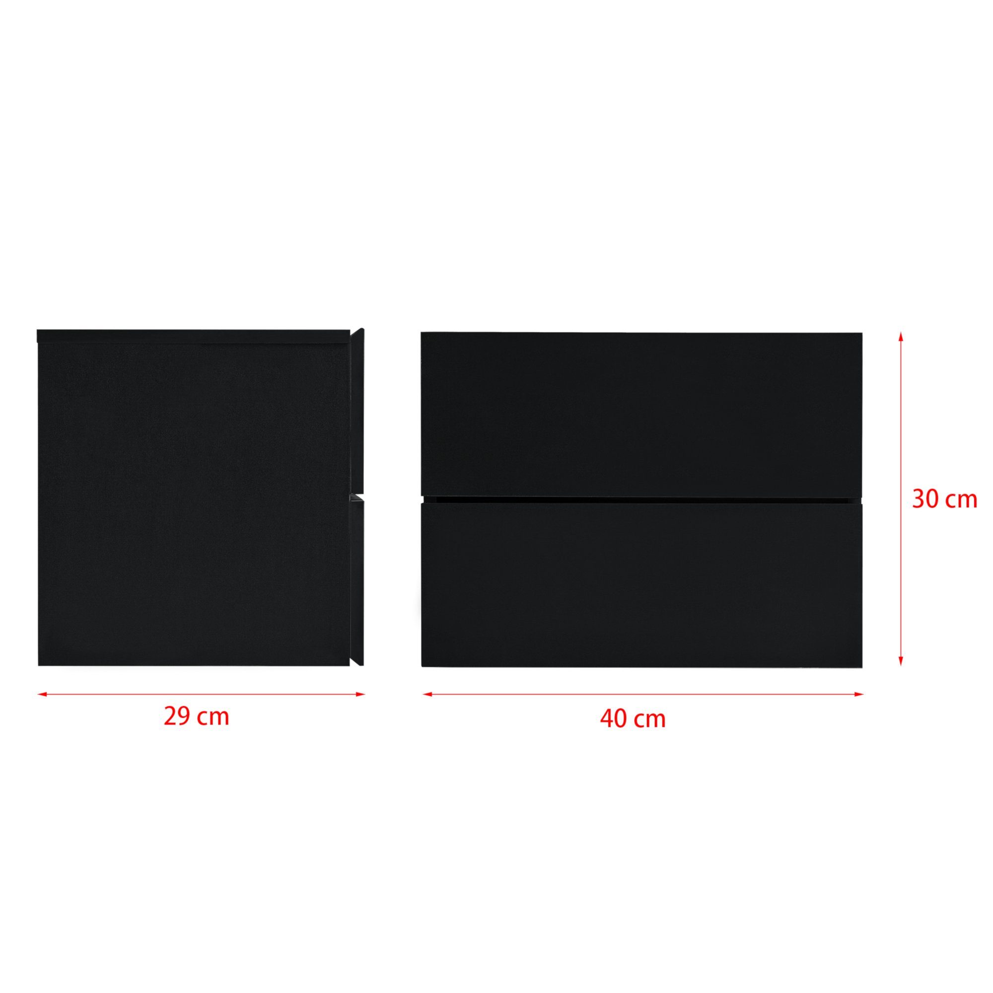en.casa Hängeschrank »Ampfing« Wandschrank mit 2 Schubladen 40x29x30 cm Schwarz – Bild 5 von 5