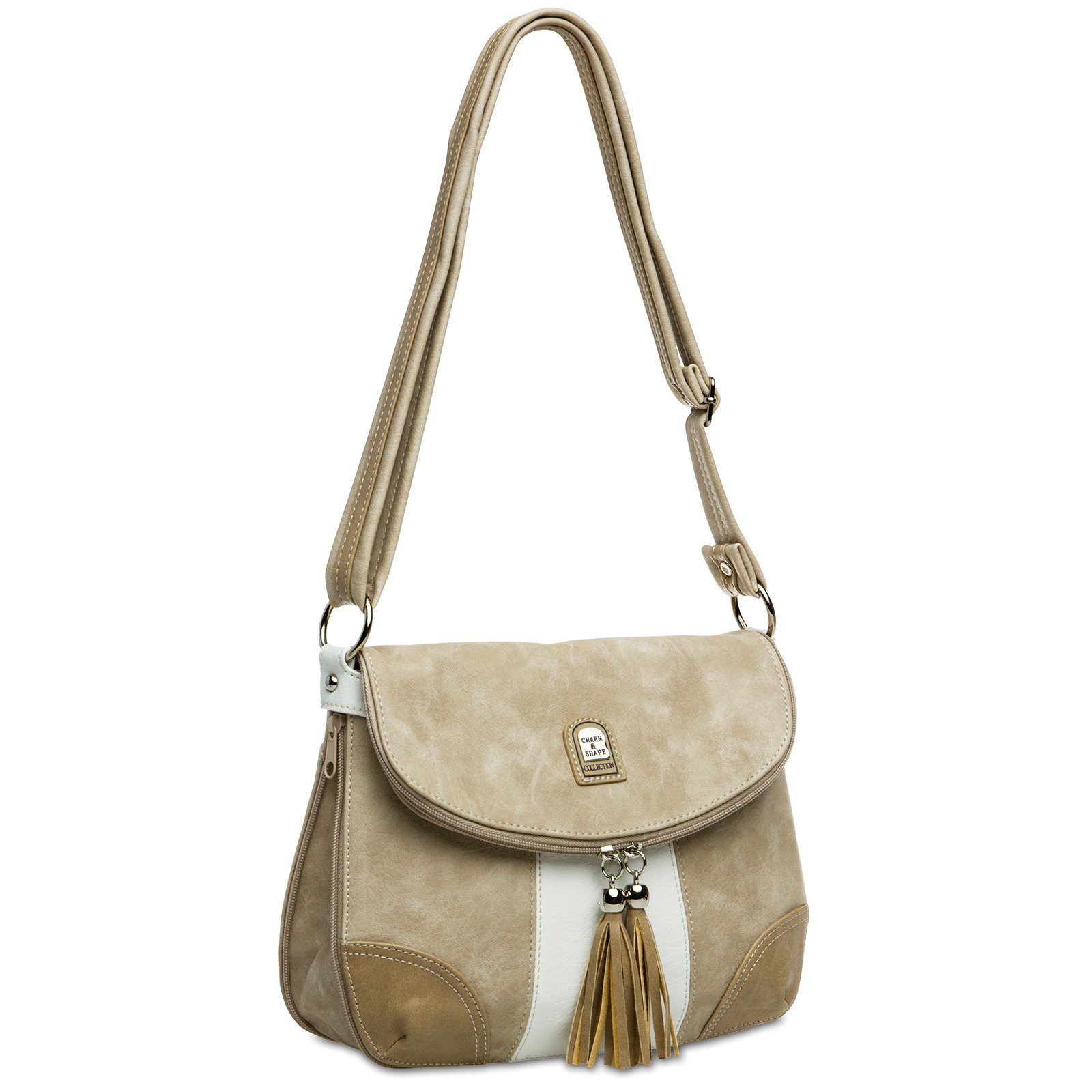 Rucksack diverse Tasche #15105 - Umhängetasche Modelle beige Caspar Damen Umhängetasche weiß Handtasche TS1028 Umhängetasche