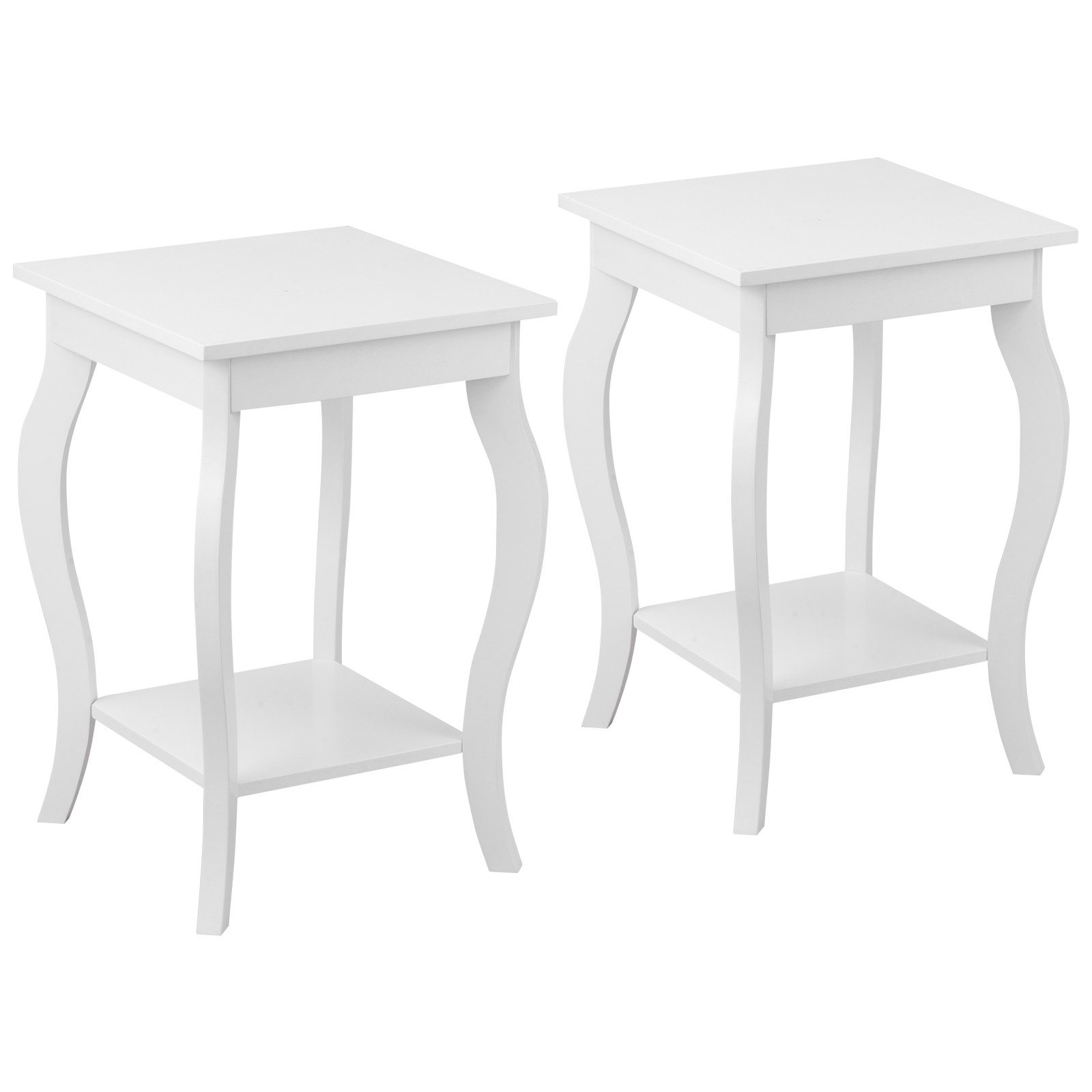 COSTWAY Nachttisch (2-St), mit Ablage&geschwungenen Beinen, Holz, 40x40x60c günstig online kaufen