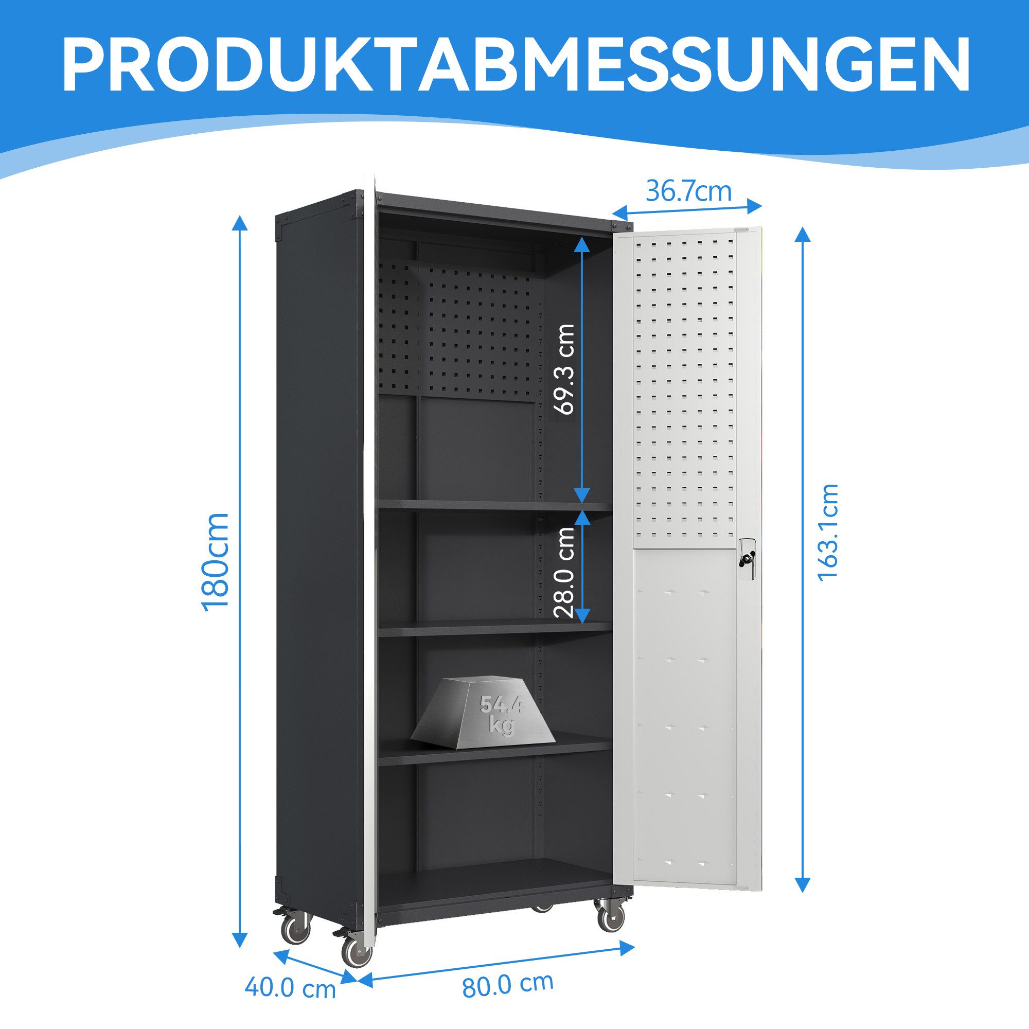 bizoemade Werkzeugschrank H180cm Heavy-Duty Metall-Garagen-Schrank mit Roll günstig online kaufen