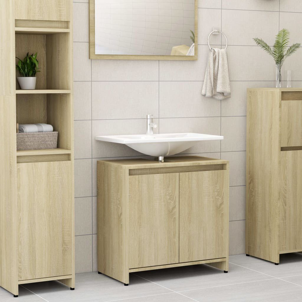 großartig vidaXL Badezimmer-Set Badezimmerschrank Sonoma-Eiche 60x33x61 Sonoma (1-St) cm Holzwerkstoff, Eiche