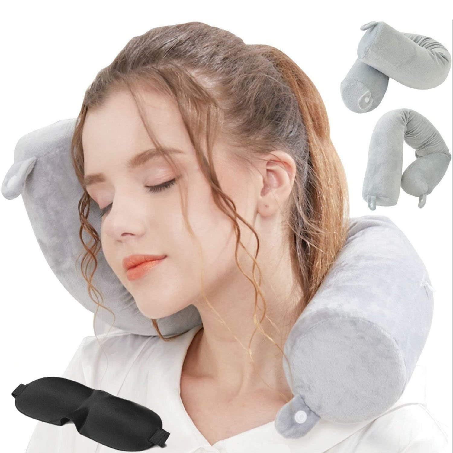 Reisekissen Reisekissen Memory Foam Nackenkissen Stützkissen Flugzeug Grau