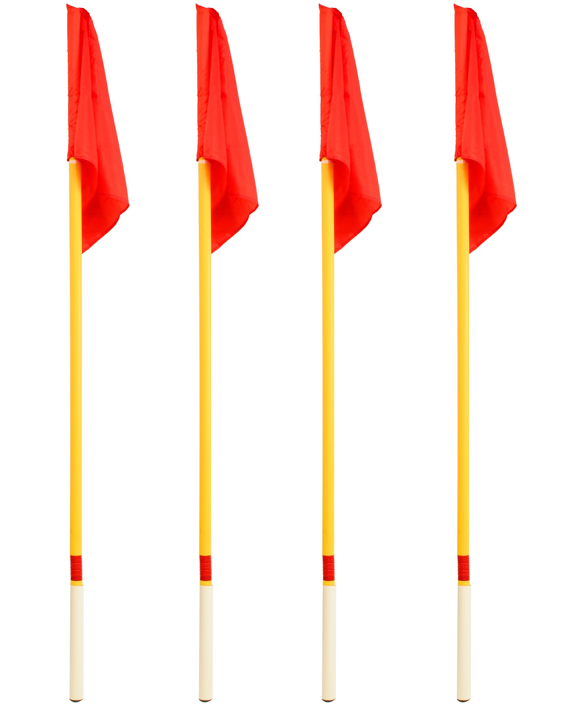 SPORTIKEL24 Eckfahne 4 Kipp-Eckfahnen im Set, mit Kippgelenk, Farben: Rot/Gelb