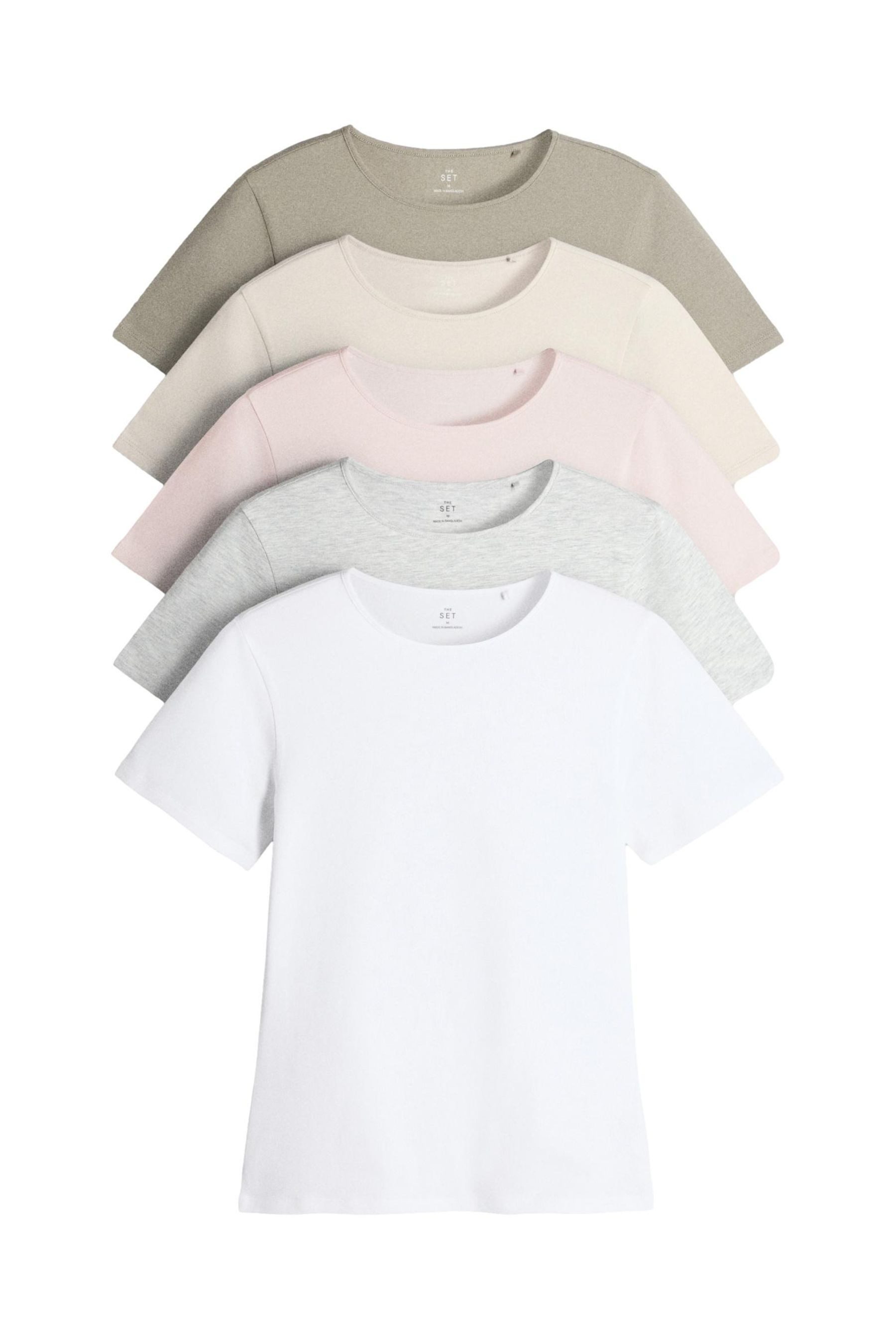 The Set T-Shirt The Set körpernahe Kurzarm-T-Shirts, 5er-Pack (5-tlg)