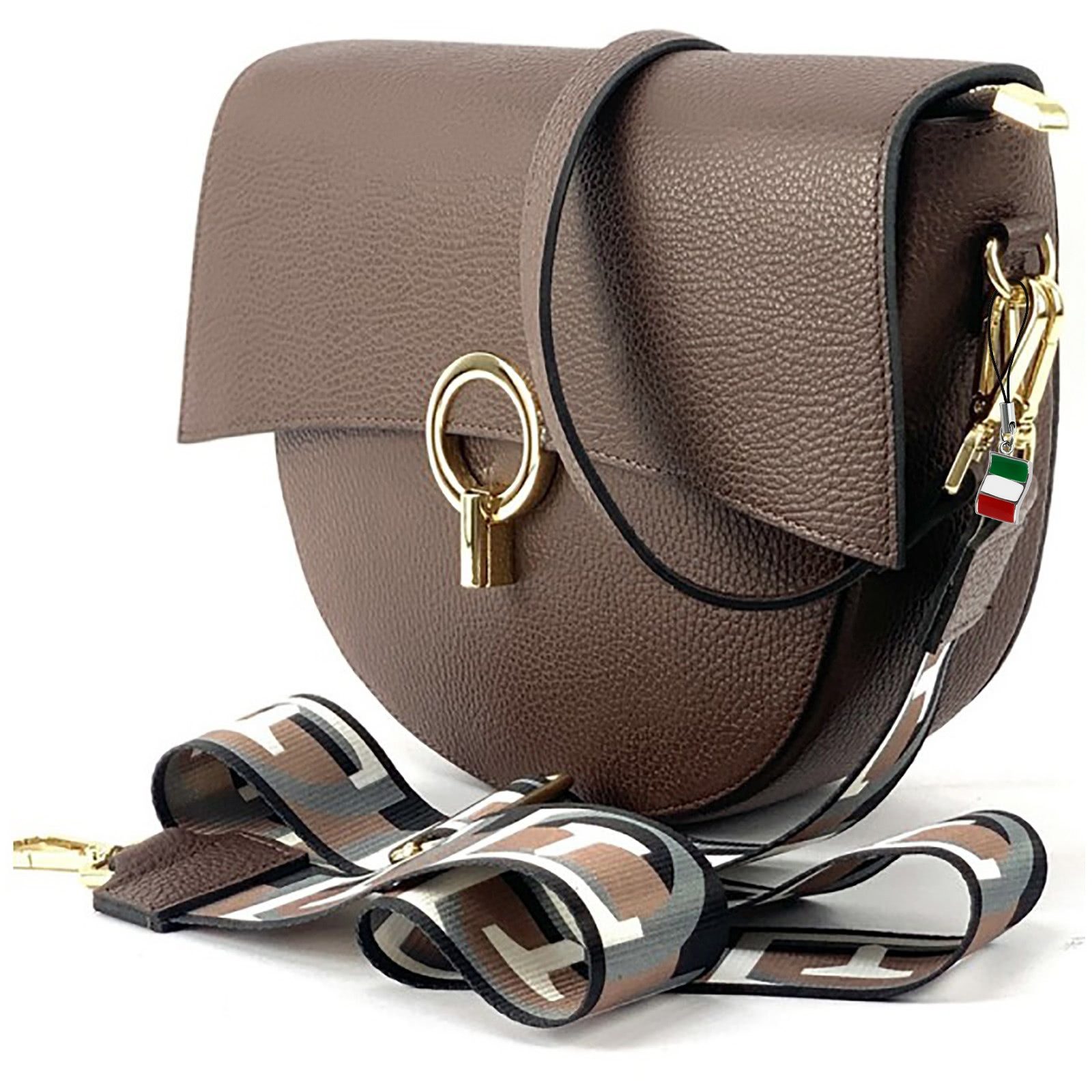 FLORENCE Umhängetasche Florence Umhängetasche Satteltasche (Umhängetasche), Damen, Jugend Umhängetasche, Citytasche Leder, dunkelbraun ca.30x22cm