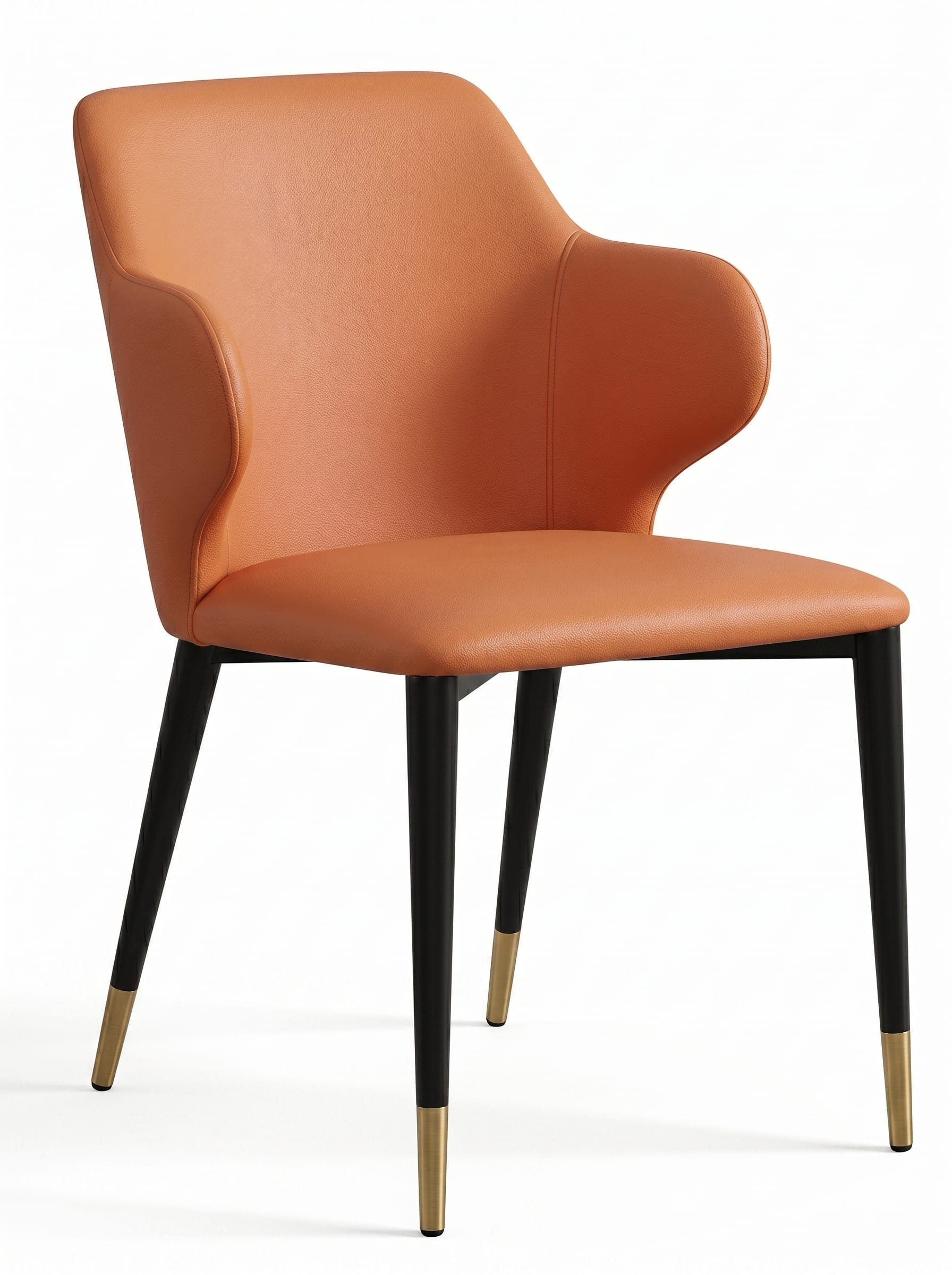 JVmoebel Esszimmerstuhl Feiner Esszimmerstuhl Orange Kunstleder Goldfarbene Polsterstuhl (1-tlg)