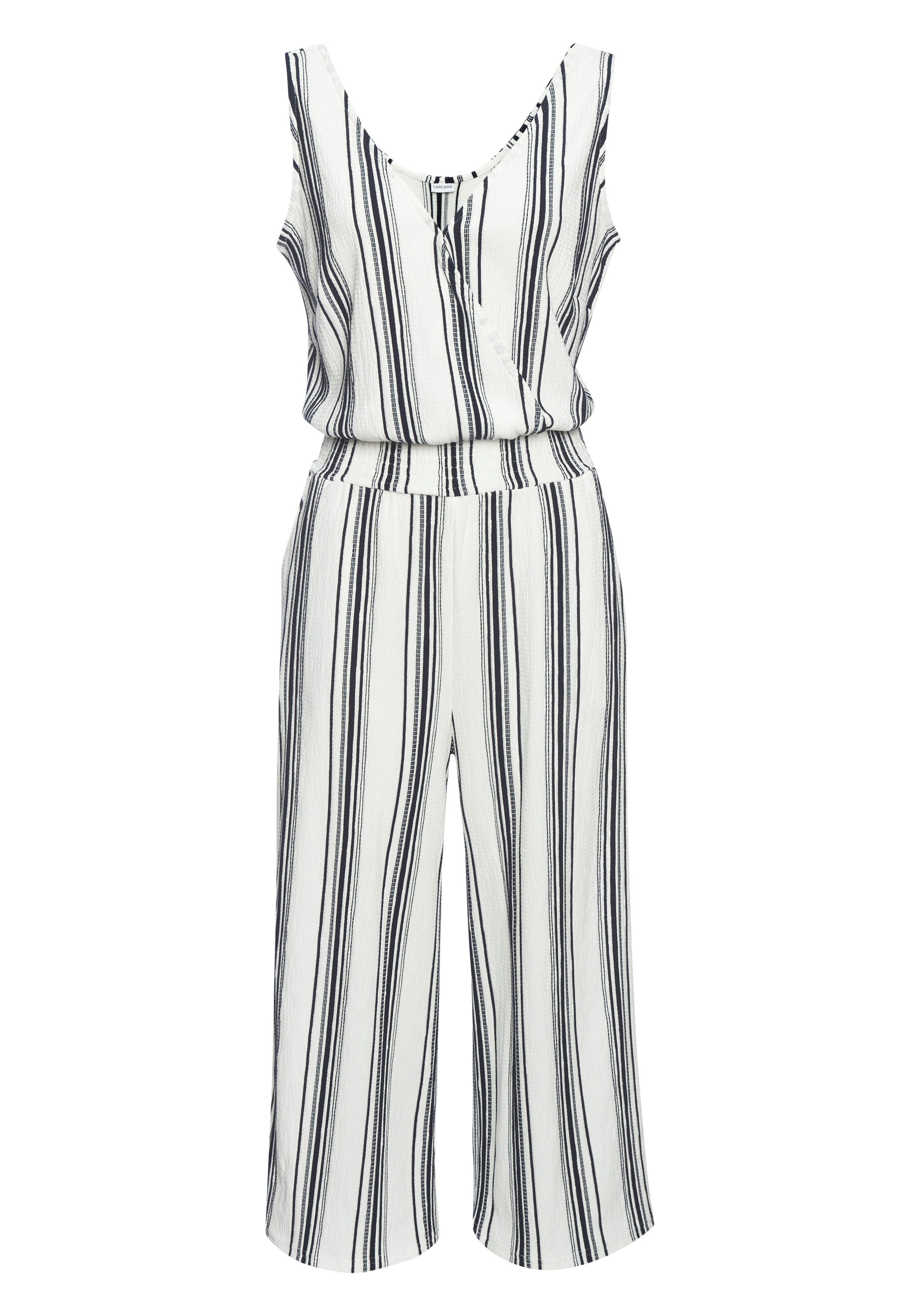 LASCANA Culotte-Overall aus strukturierter Ware, sommerlicher Jumpsuit mit Streifen. € 59,99