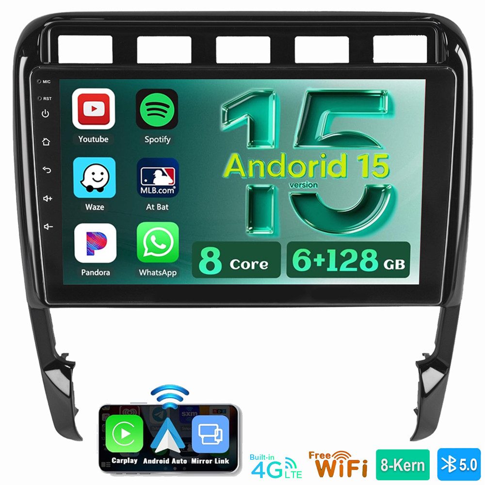 ESSGOO Für Porsche Cayenne 9PA 2002-2010 Android 15 Autoradio (Digitalradio (DAB), RDS, FM, AM, Apple Carplay Android Auto SWC EQ BT SWC)
