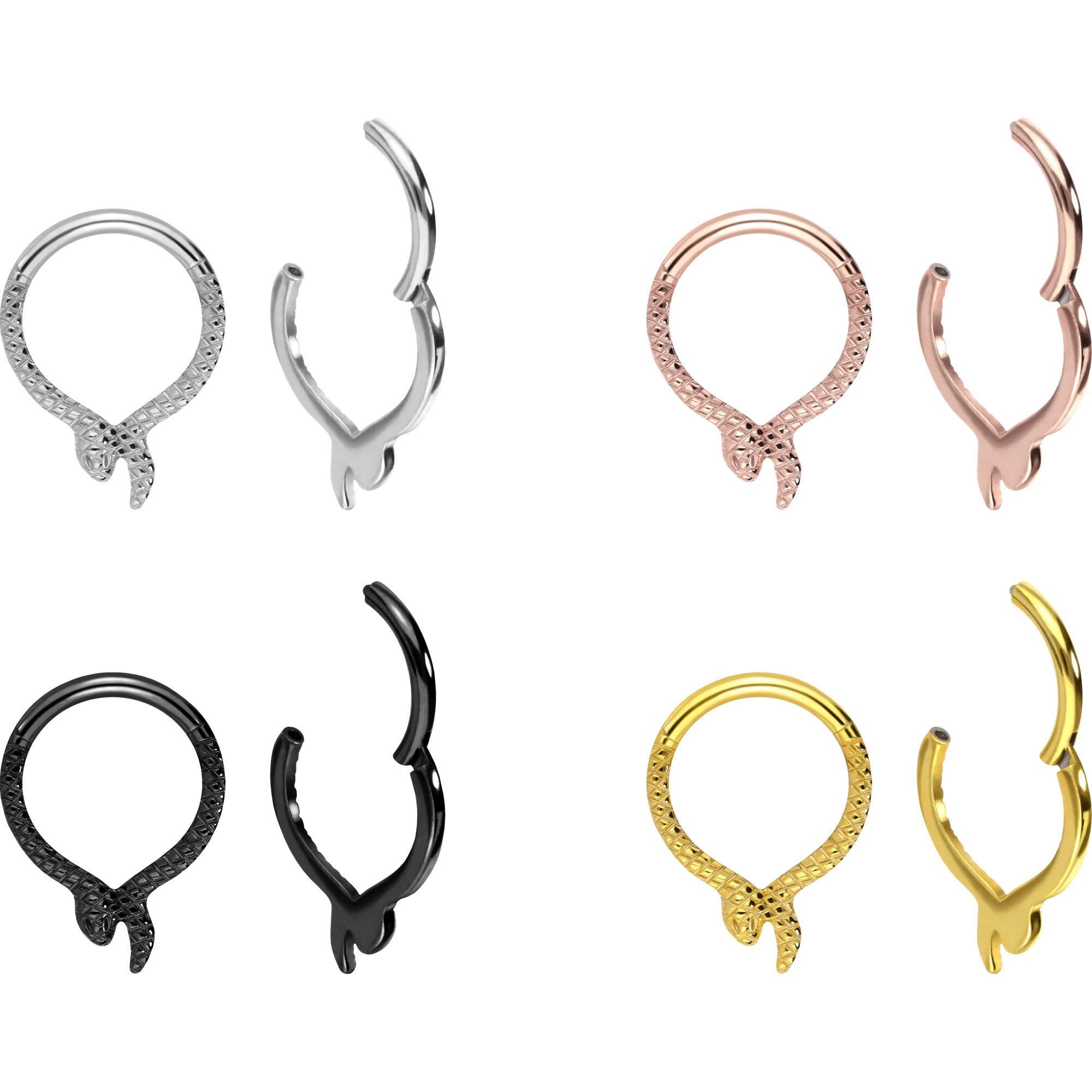 PIERCINGLINE Nasenpiercing Titan Segmentring Clicker SCHLANGE Ohrpiercing Septum Nase (Clicker, 1-tlg), Ohrpiercing für Conch, Helix, Tragus, Daith, Lobe