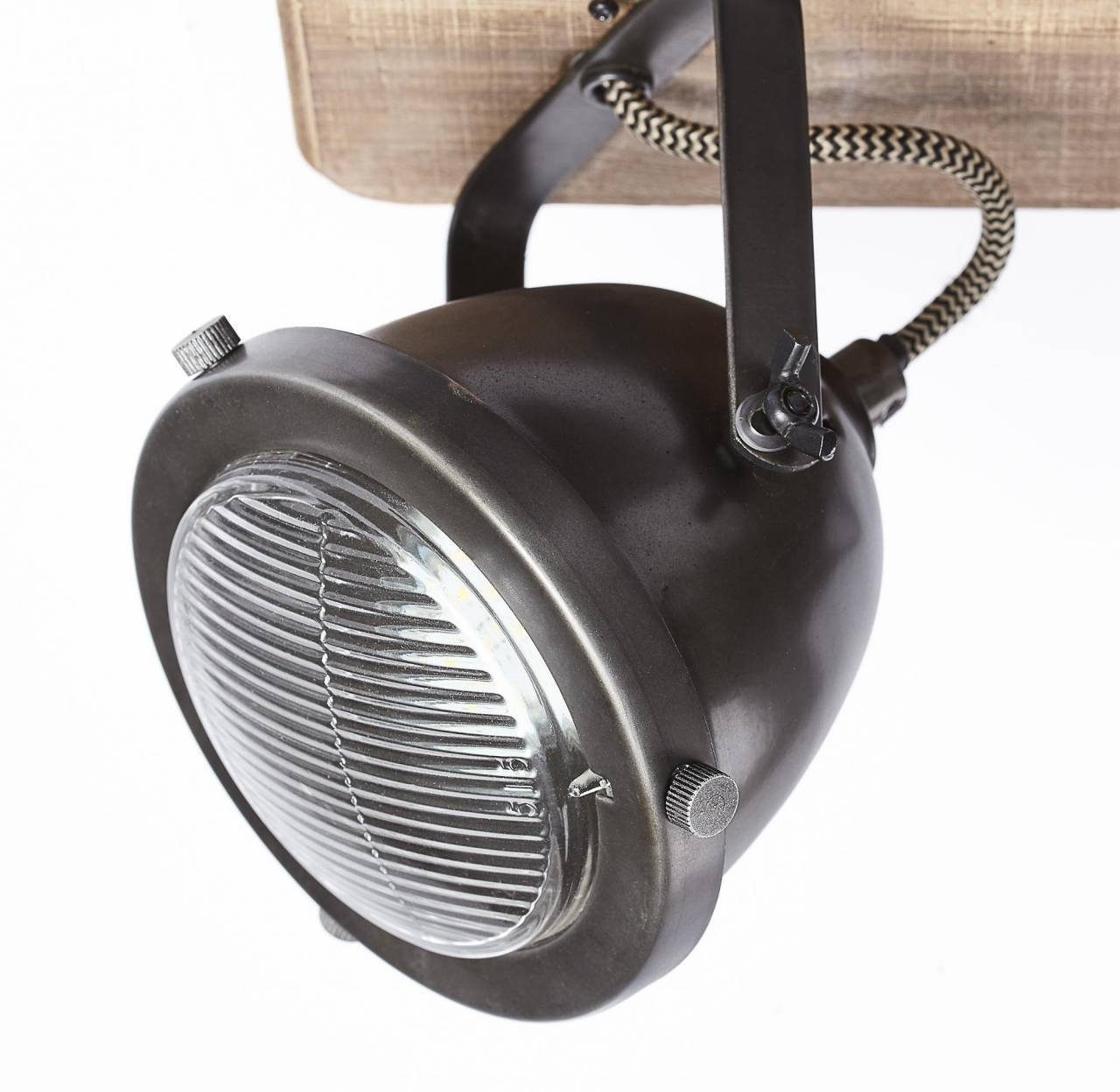 Wood, Brilliant Carmen Wood GU10 burned Lampe 4flg Spotplatte steel/holz Wandleuchte PAR51, Carmen 4x