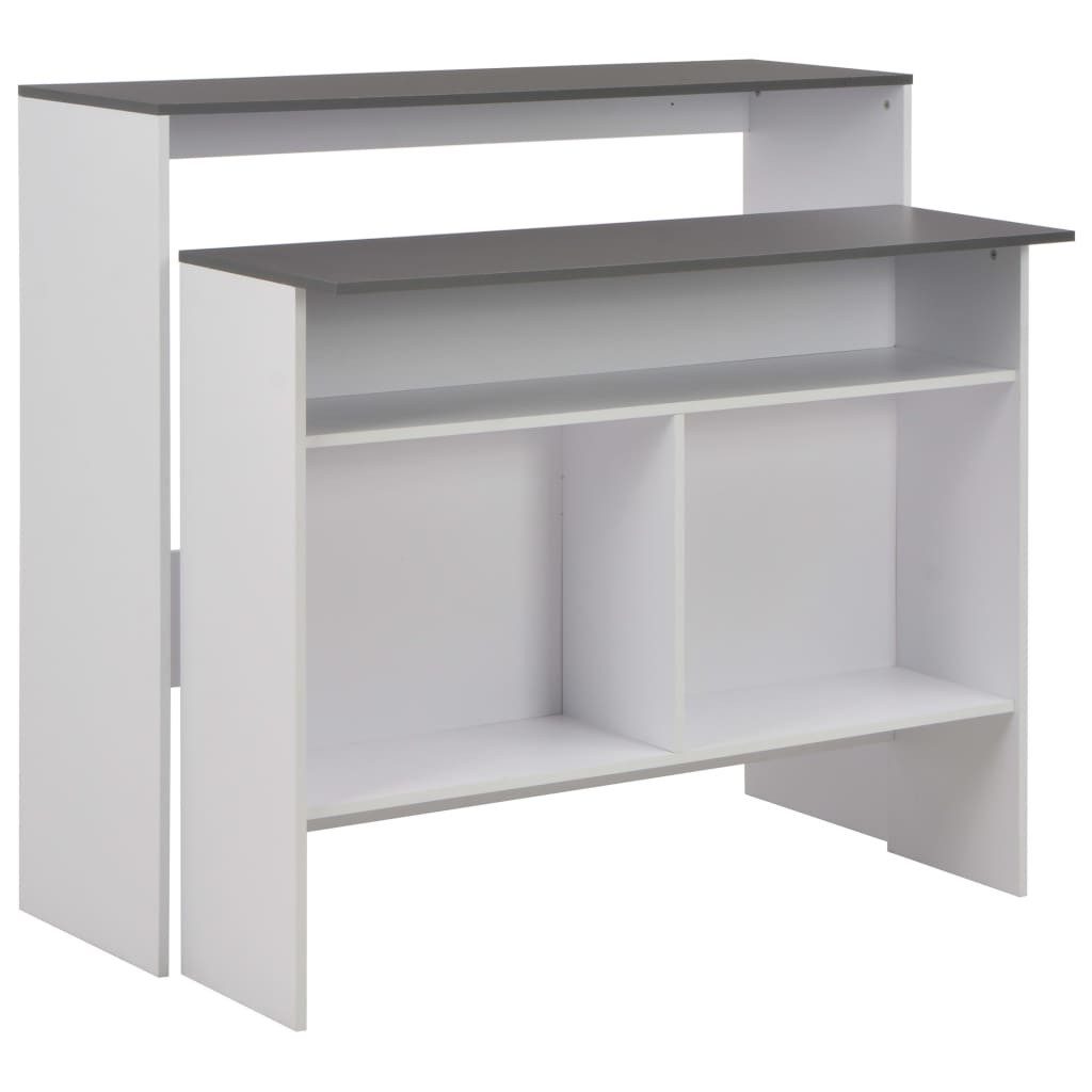 vidaXL Esstisch Bartisch mit 2 Tischplatten Weiß und Grau 130 x 40 x 120 cm (1-St)