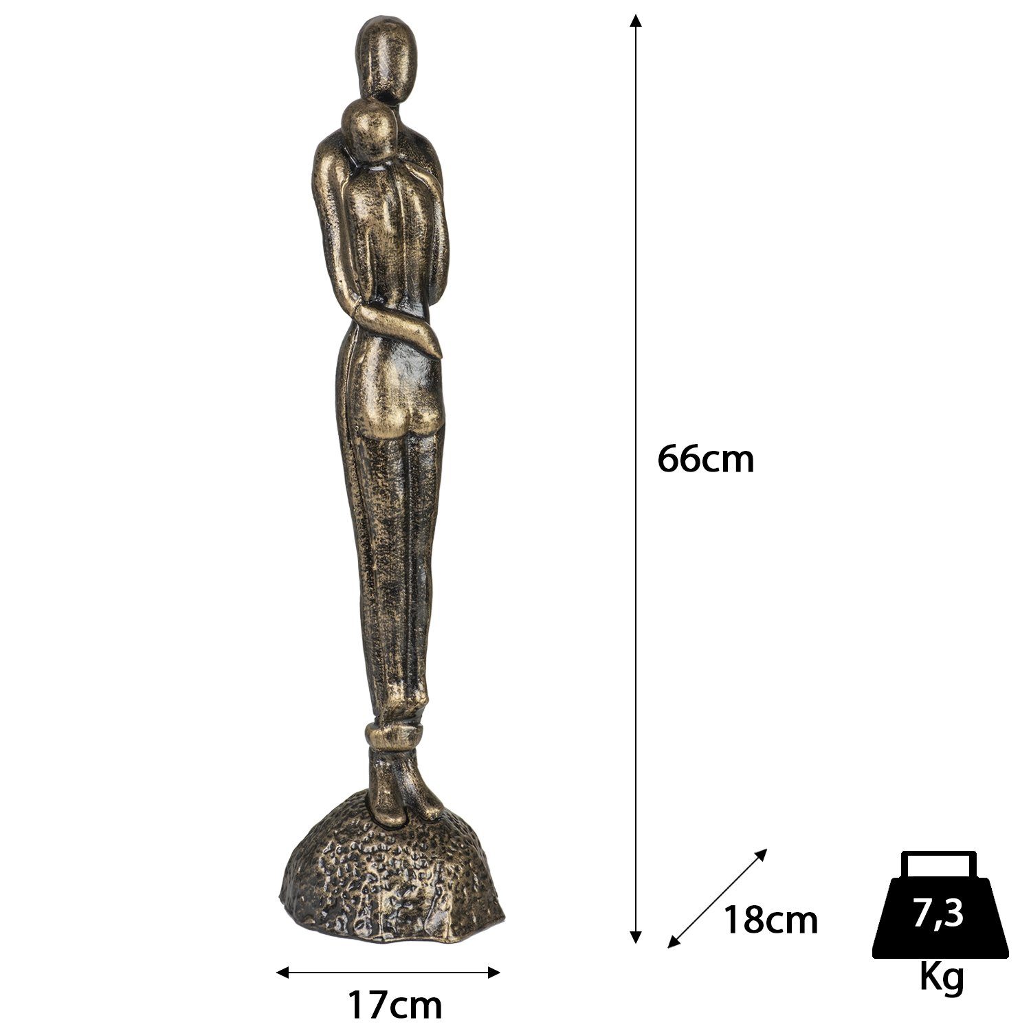 Dekofigur Farbe Pärchen stehend Dekoration 66cm Höhe Vertrautes 7,3Kg, Figur Figuren Deko Skulptur Statue Moritz Bronze