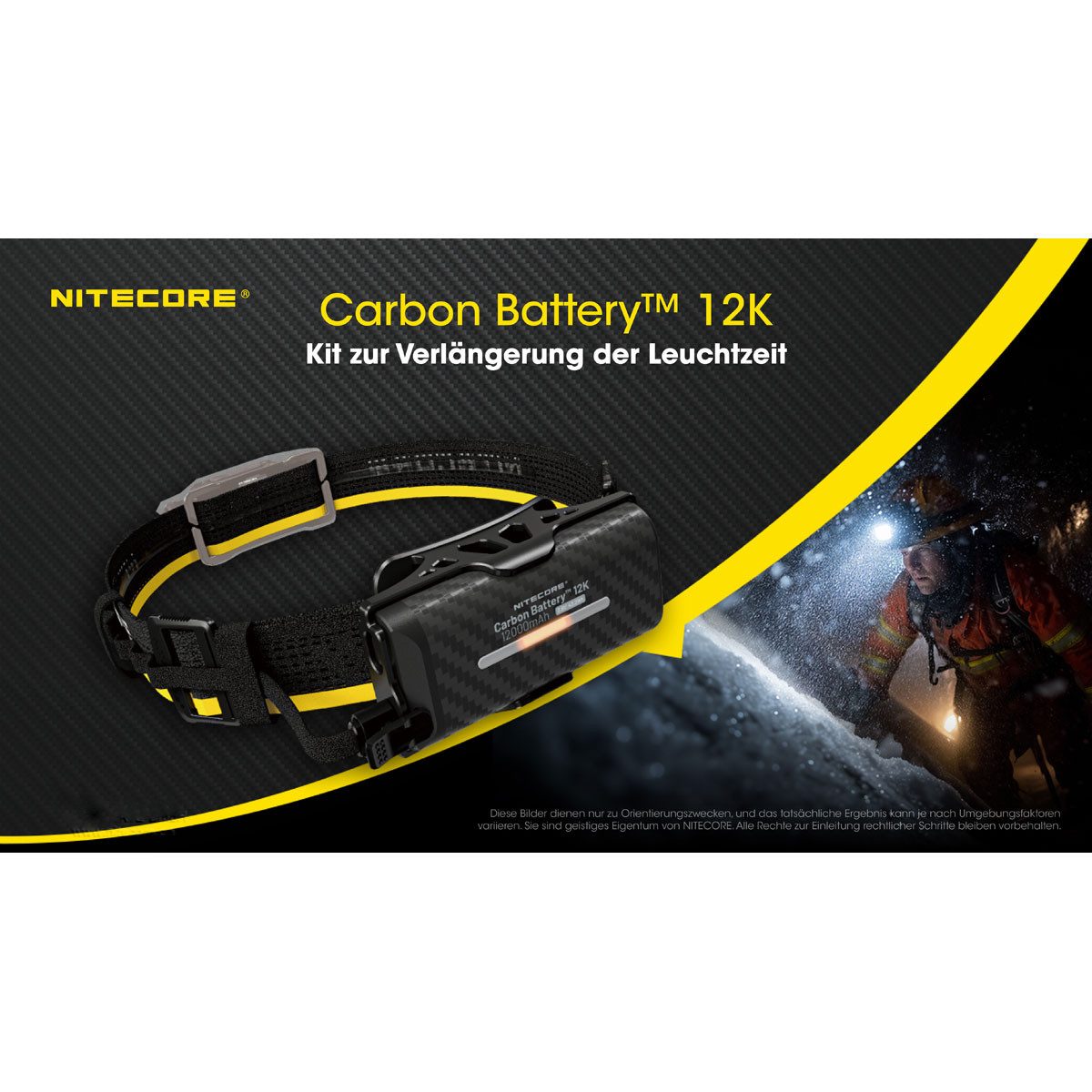 Nitecore Carbon Battery 12K Extension Kit - 12000 mAh Akku mit Stirnband Akku