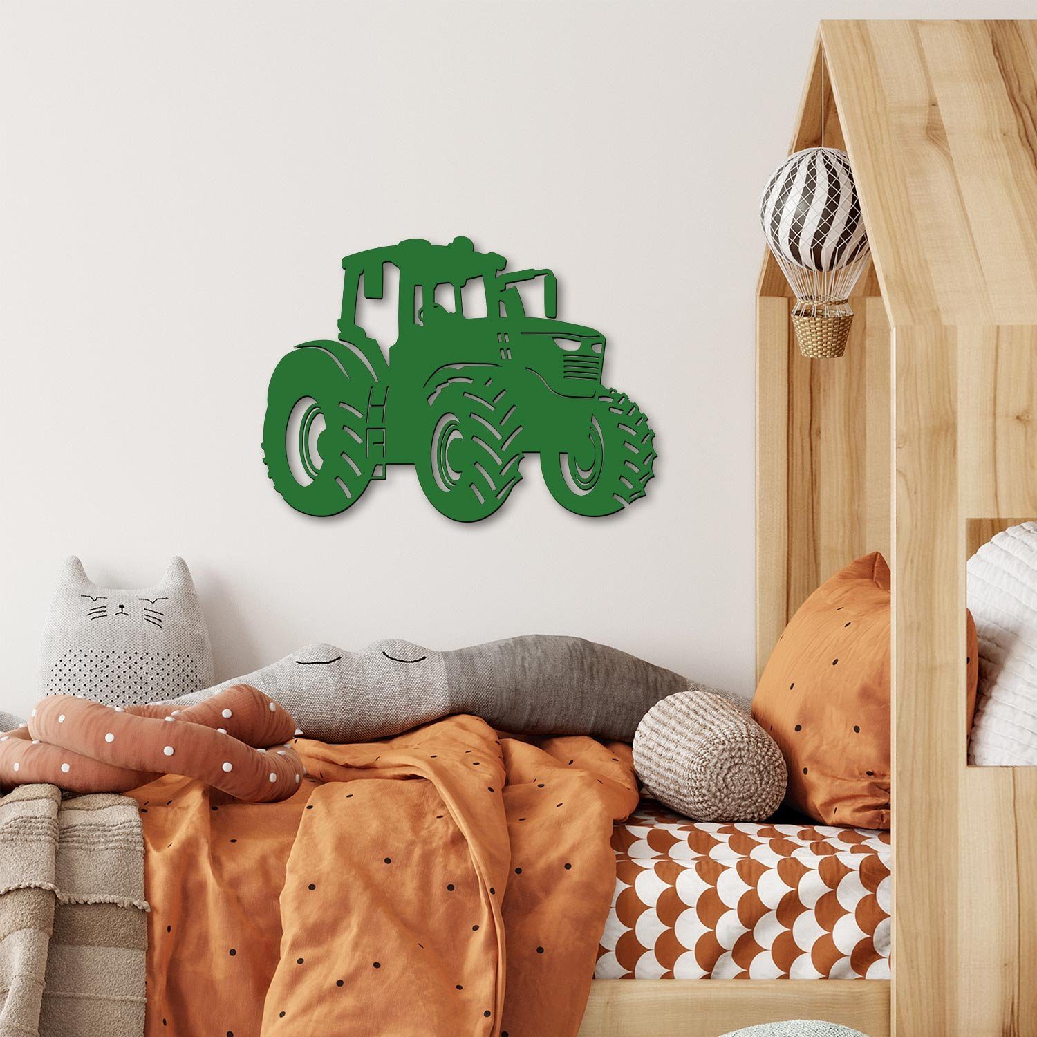 Traktor Kinderzimmer, für Rot Warmweiß Dekolicht Holz Deko LED fest Nachtlicht integriert, Kinder aus Wand Ohne Zugschalter/Stern, LED Namofactur I LED