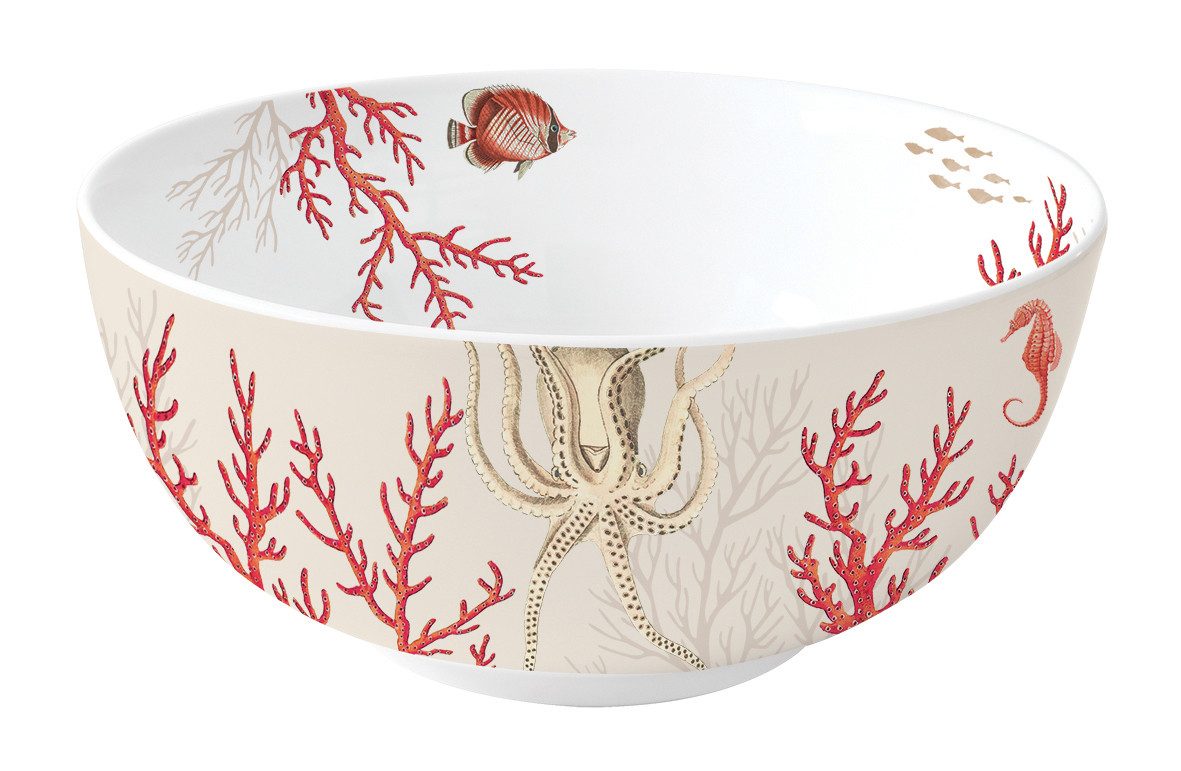 EasyLife Müslischale Reef, Porzellan, Spülmaschinengeeignet, Weiß, Motiv: Korallen