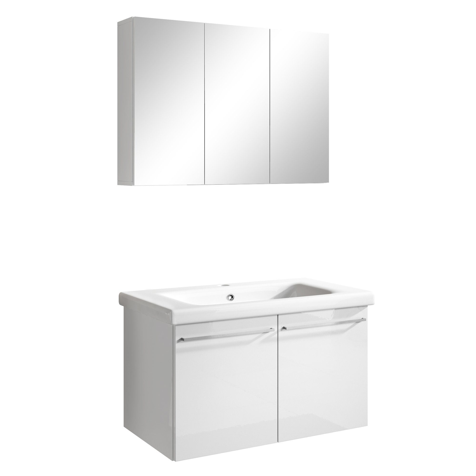 inter Badmöbel-Set Cor-sica 2 tlg. Hochglanz inkl. 3 Türige Spiegelschrank günstig online kaufen