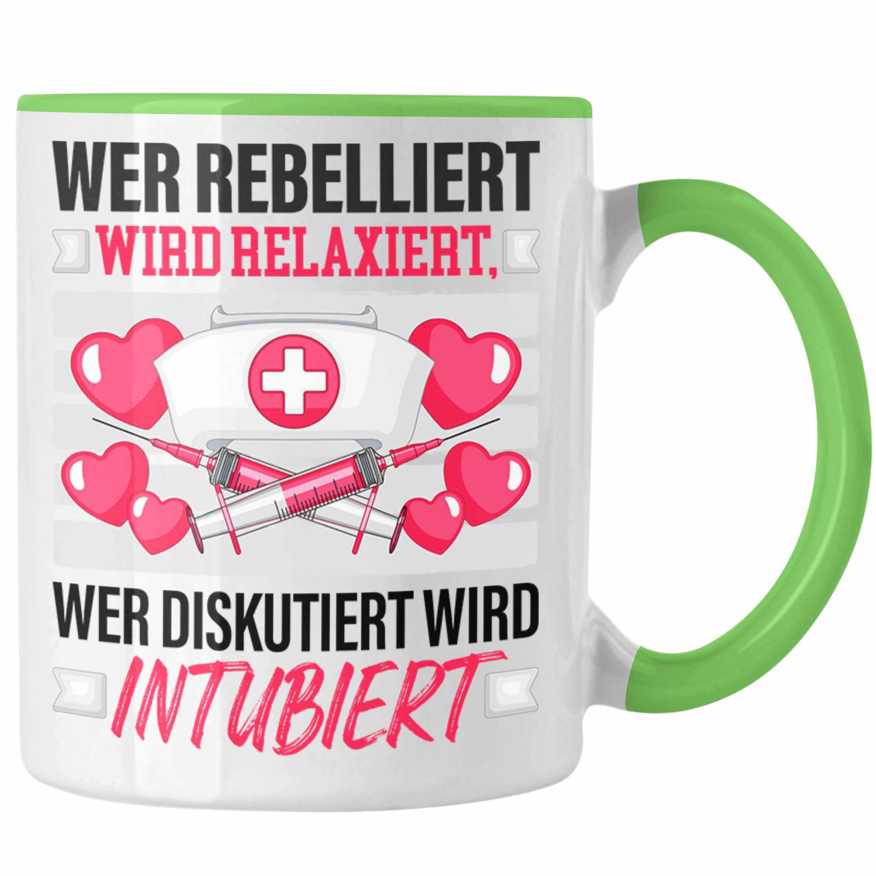 Grün Trendation Wer Anästhes Wird Geschenk Relaxiert Rebelliert Krankenschwester Tasse Tasse