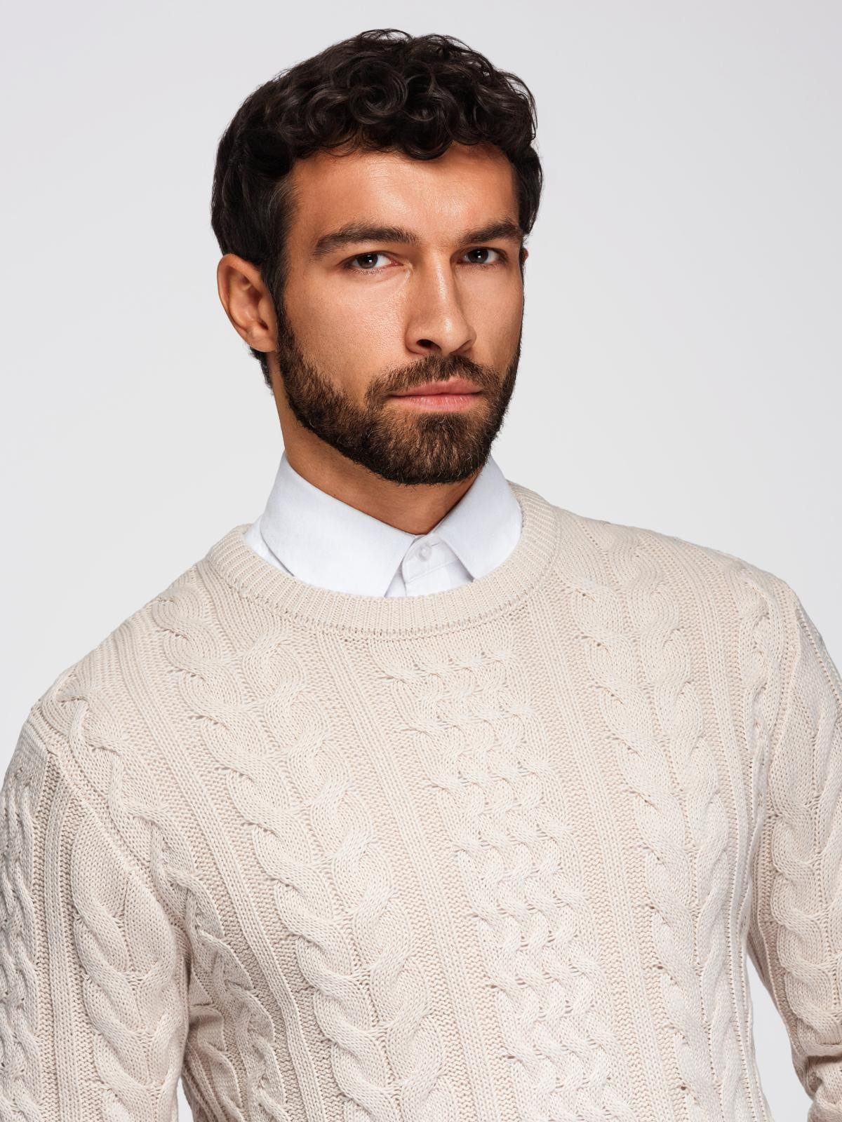OMBRE Rundhalspullover Eleganter Herrenpullover mit interessantem Strickmuster