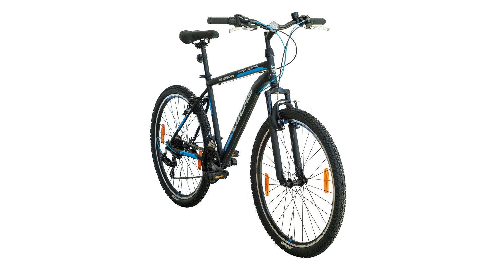 LUCHS Mountainbike KAKU 24 & 26 Zoll Jugendfahrrad Fahrrad Jungen sportliches Alltagsrad, 21 Gang Shimano, Kettenschaltung, 3 Farben und 2 Größen Verfügbar (Blau/Rot/Orange)