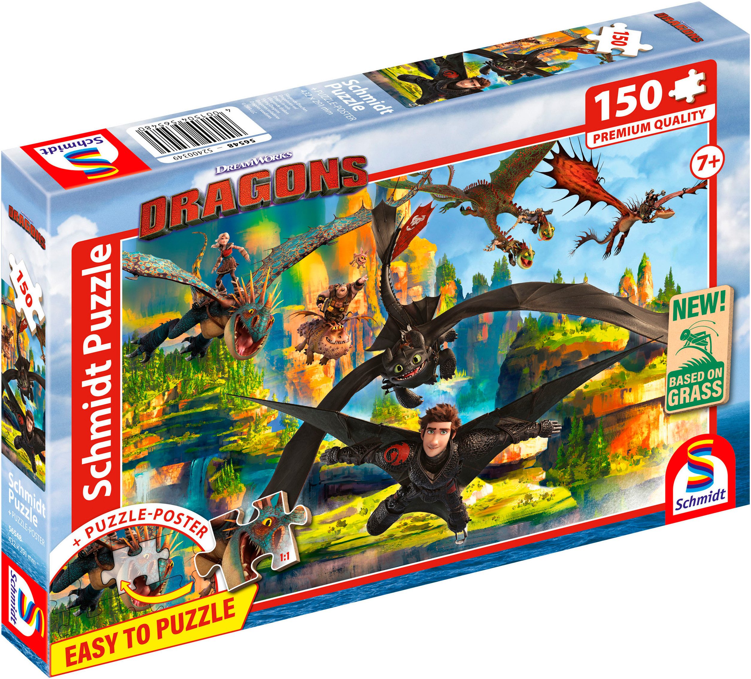 Schmidt Spiele Puzzle Dragons, Fliegende Drachen, 150 Puzzleteile, Made in Europe