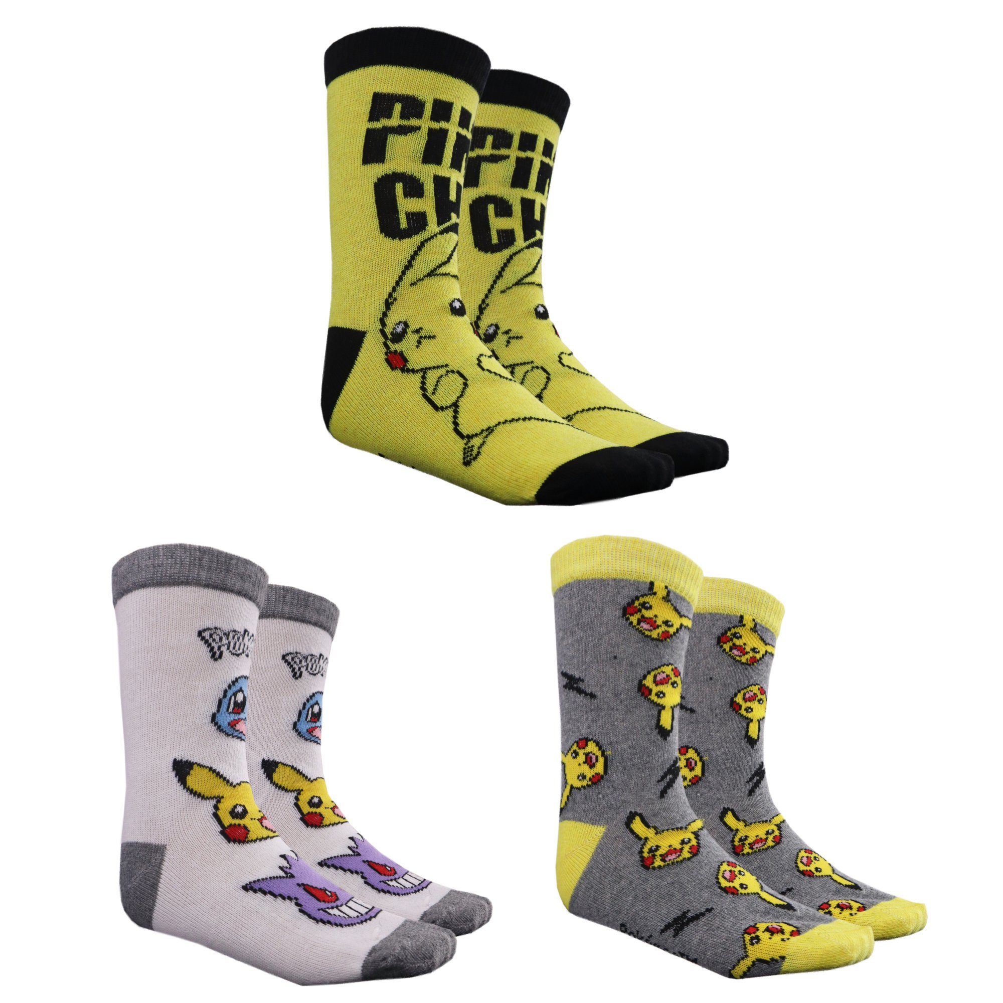 (3-Paar) Langsocken Gr. 3er-Pack Friends POKÉMON Socken and Jungen 23 Pikachu Pokemon 34 bis