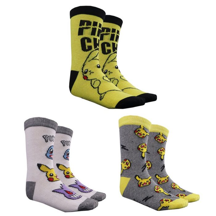 POKÉMON Langsocken Pokemon Pikachu and Friends 3er-Pack Jungen Socken Gr. 23 bis 34