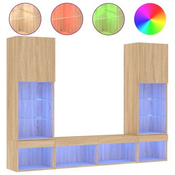vidaXL TV-Wand 5-tlg. Wohnwand mit LED-Beleuchtung Sonoma-Eiche Holzwerkstoff, (1-St)