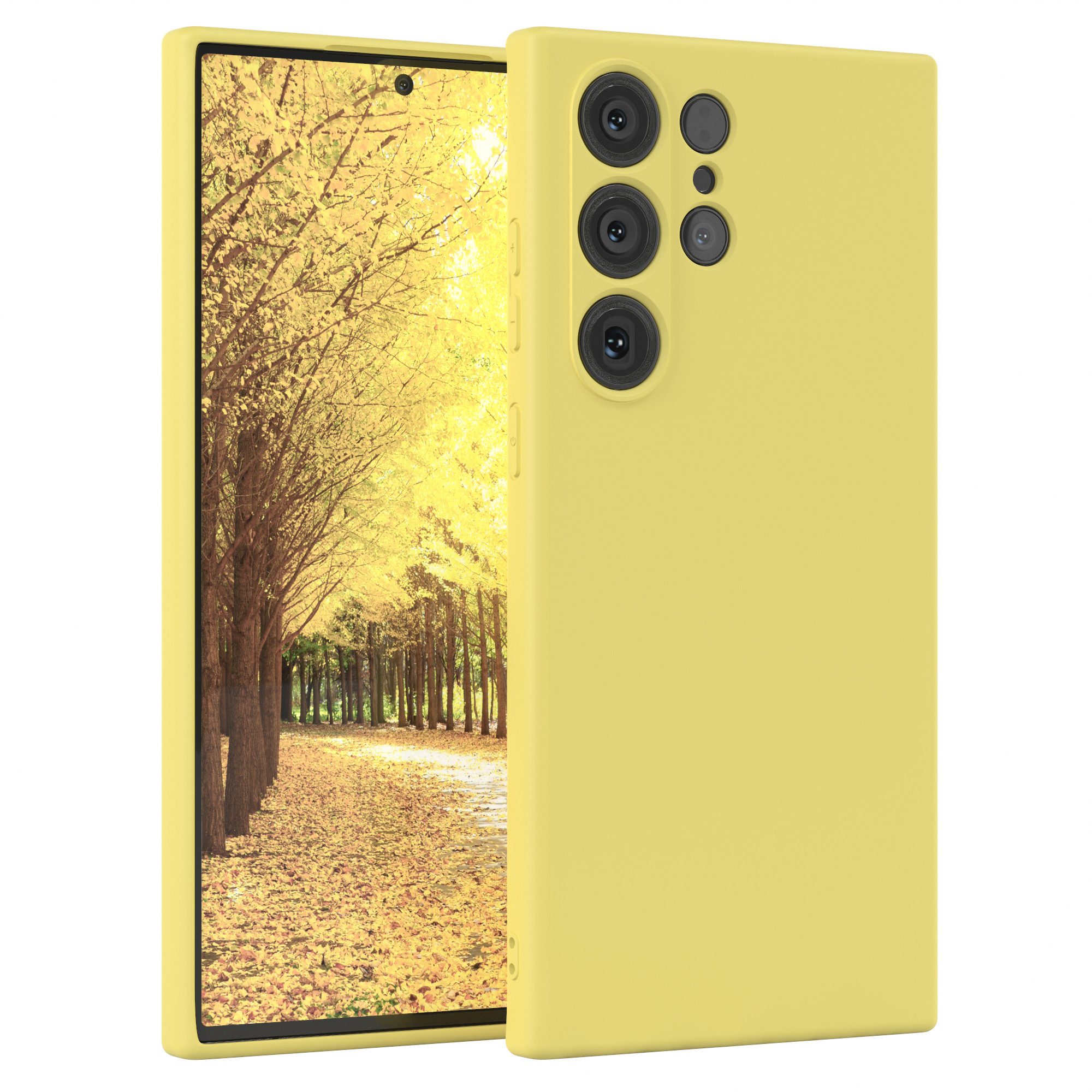 EAZY CASE Handyhülle für Samsung Galaxy S23 Ultra Hülle Silikon 6,8 Zoll, Handy Softcase stoßfest Hülle mit Kameraschutz Bumper Tpuhülle Gelb