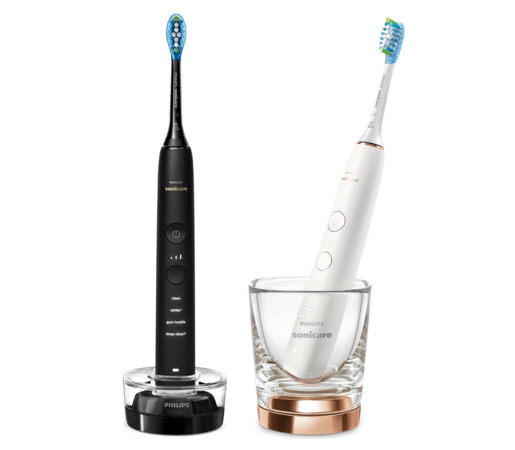 Elektrische Zahnbürste Sonicare Diamond Clean 9000 Doppelpack HX9914/57 Schwarz & Rosé-Gold
