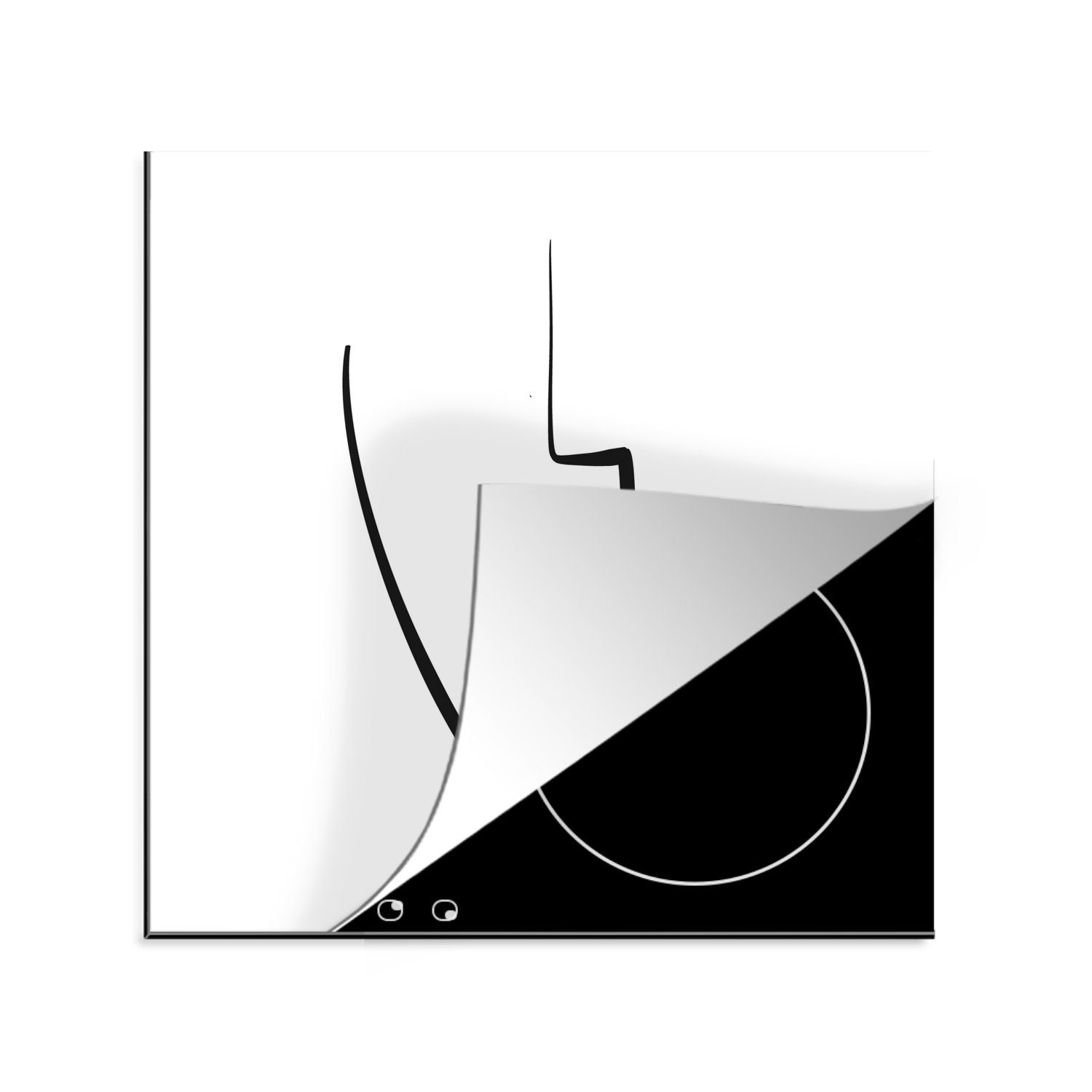 MuchoWow Herdblende-/Abdeckplatte Gesicht - Schwarz - Weiß - Abstrakt, Vinyl, (1 tlg), 78x78 cm, Ceranfeldabdeckung, Arbeitsplatte für küche