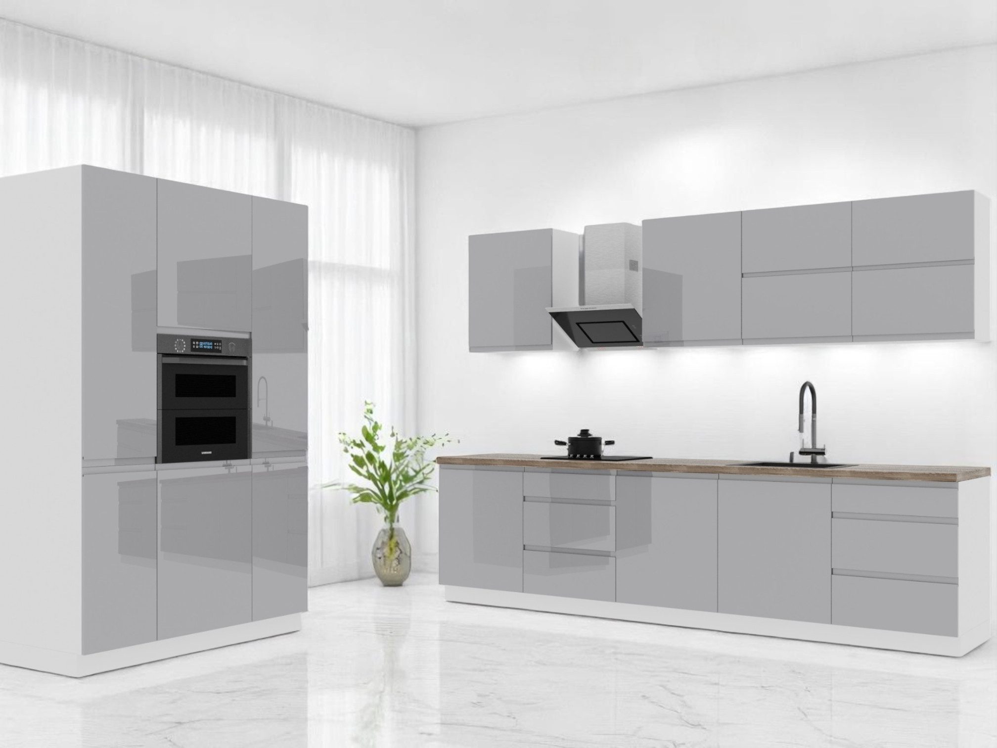 ROYAL24_MARKT Küchenzeile K74-G440 - Velmora - Strapazierfähig mit modernem Flair, (Komplett Set), Luxus – Modern – Präzise.