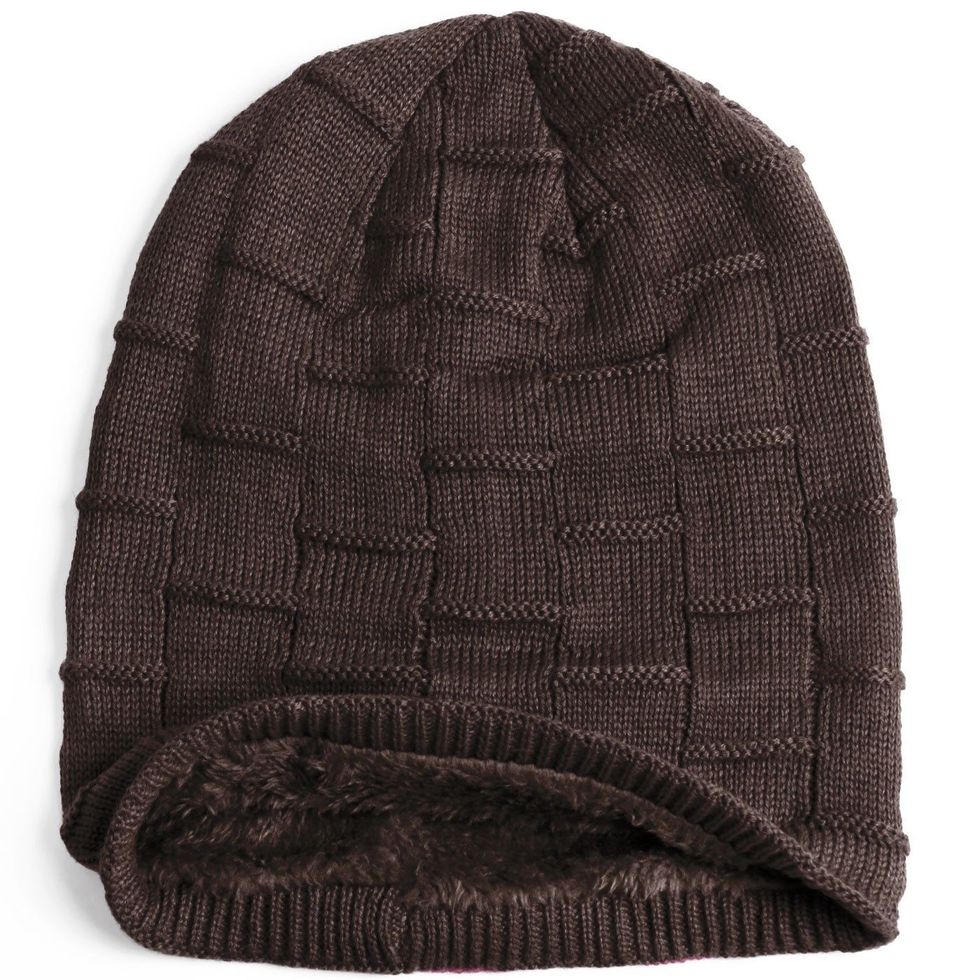compagno Strickmütze (1-St) Warm gefüttert Beanie Wintermütze Flechtmuster uni oder meliert Mütze