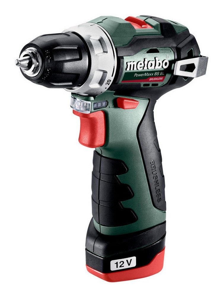 metabo Akku-Bohrschrauber PowerMaxx BS BL, 12 V, 2 x 2 Ah Li-Ion im Kunststoffkoffer