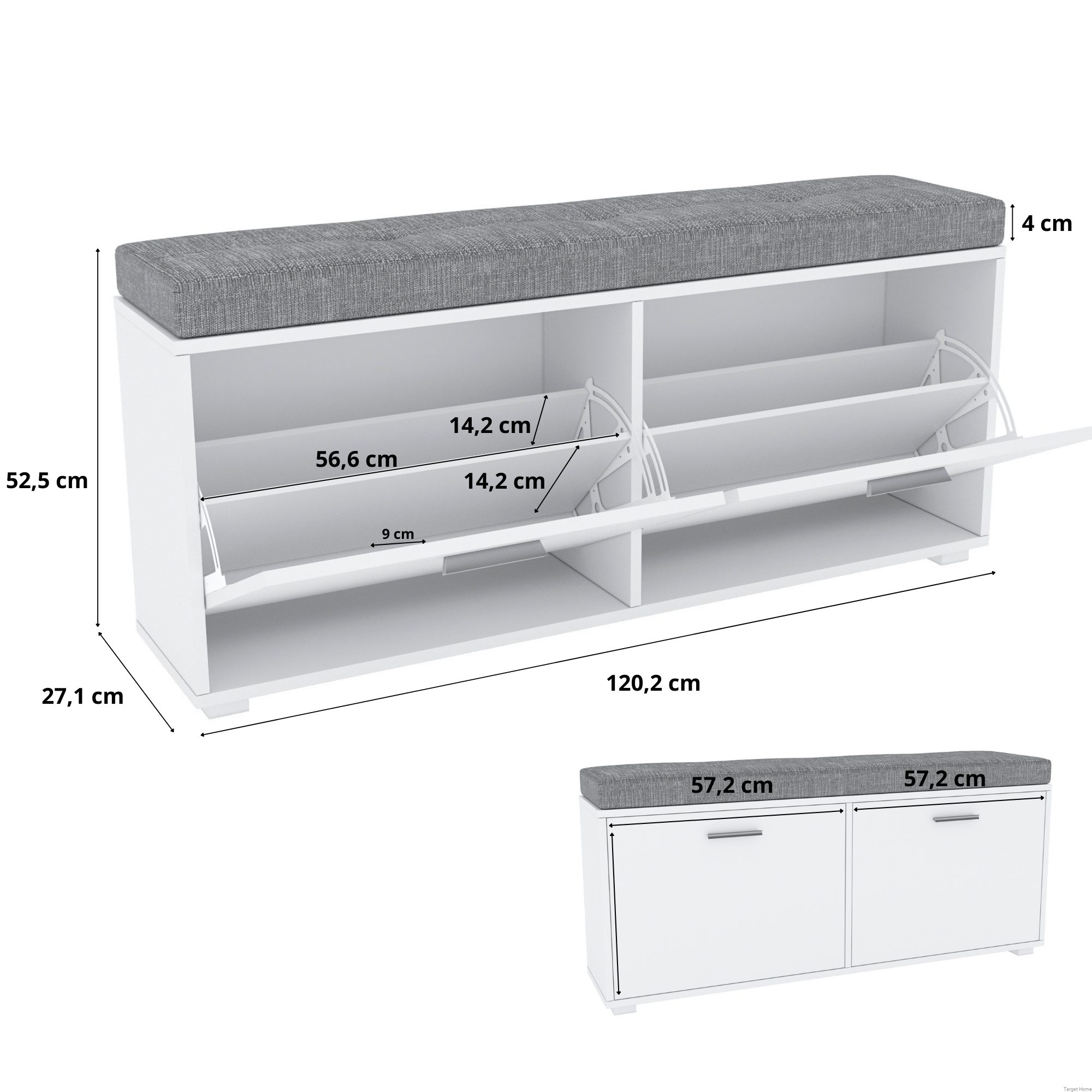 TARGET HOME Schuhbank Schuhschrank mit Sitz, 1- oder 2-türig, perfekt für F günstig online kaufen