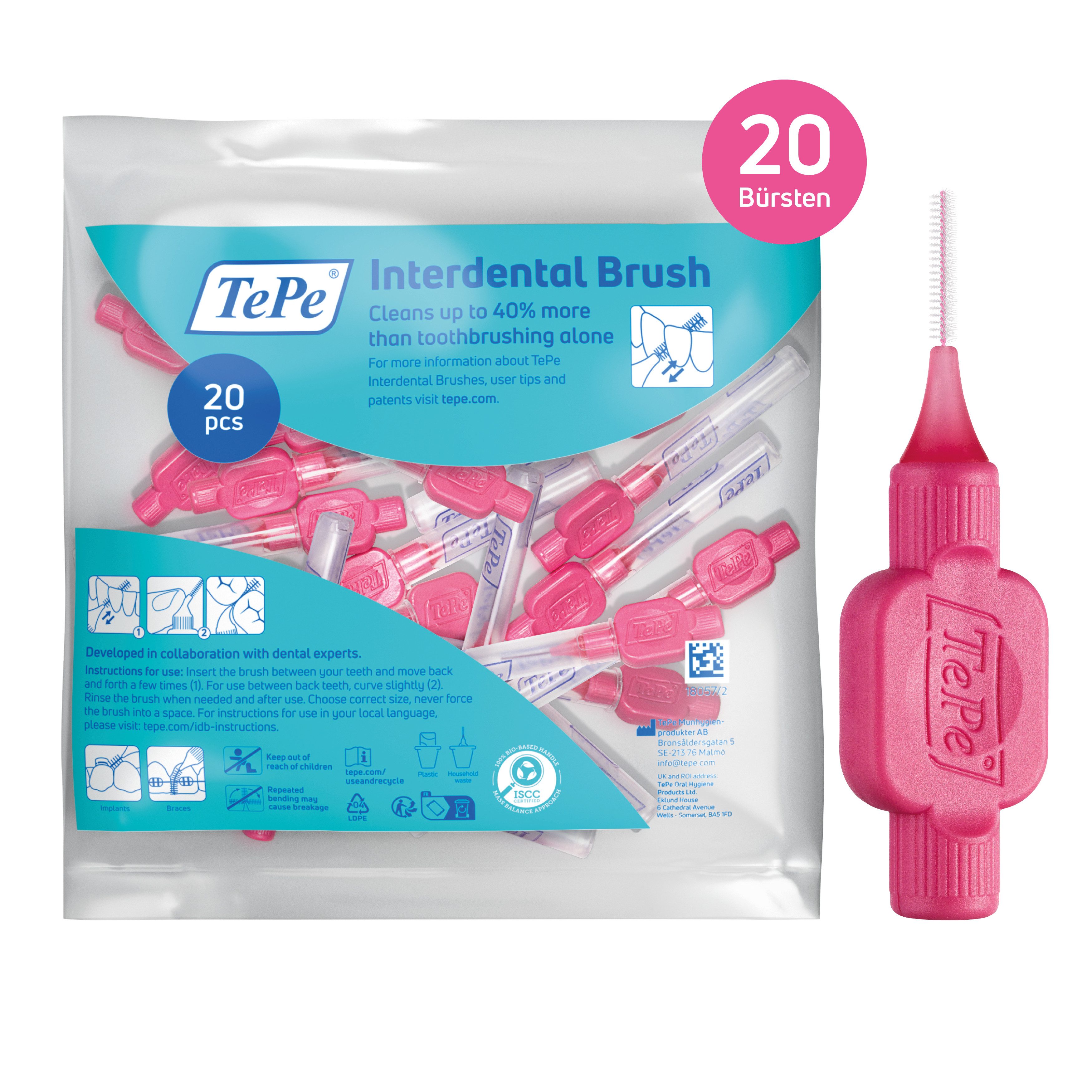 TePe Interdentalbürsten Original Zahnreinigungsstäbchen aus Schweden, Effiziente Zahnpflege, ISO-Größe 0, 20 Stk.