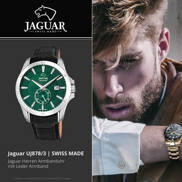 JAGUAR Quarzuhr Jaguar Herren Armbanduhr ACM, Herrenuhr rund, groß (ca. 44mm), Lederarmband, Sport-Style