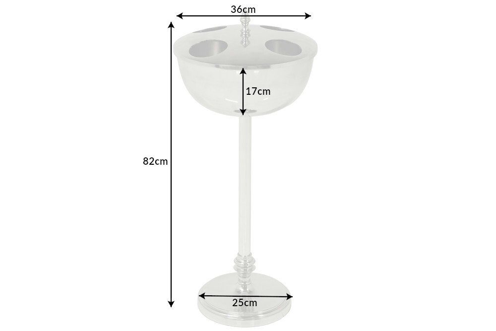 riess-ambiente Weinkühler VINO 80cm silber · Flaschenkühler für Wein, Sekt & Champagner, Aluminium · Getränkekühler für 4 Flaschen · mit Standfuß · Barock