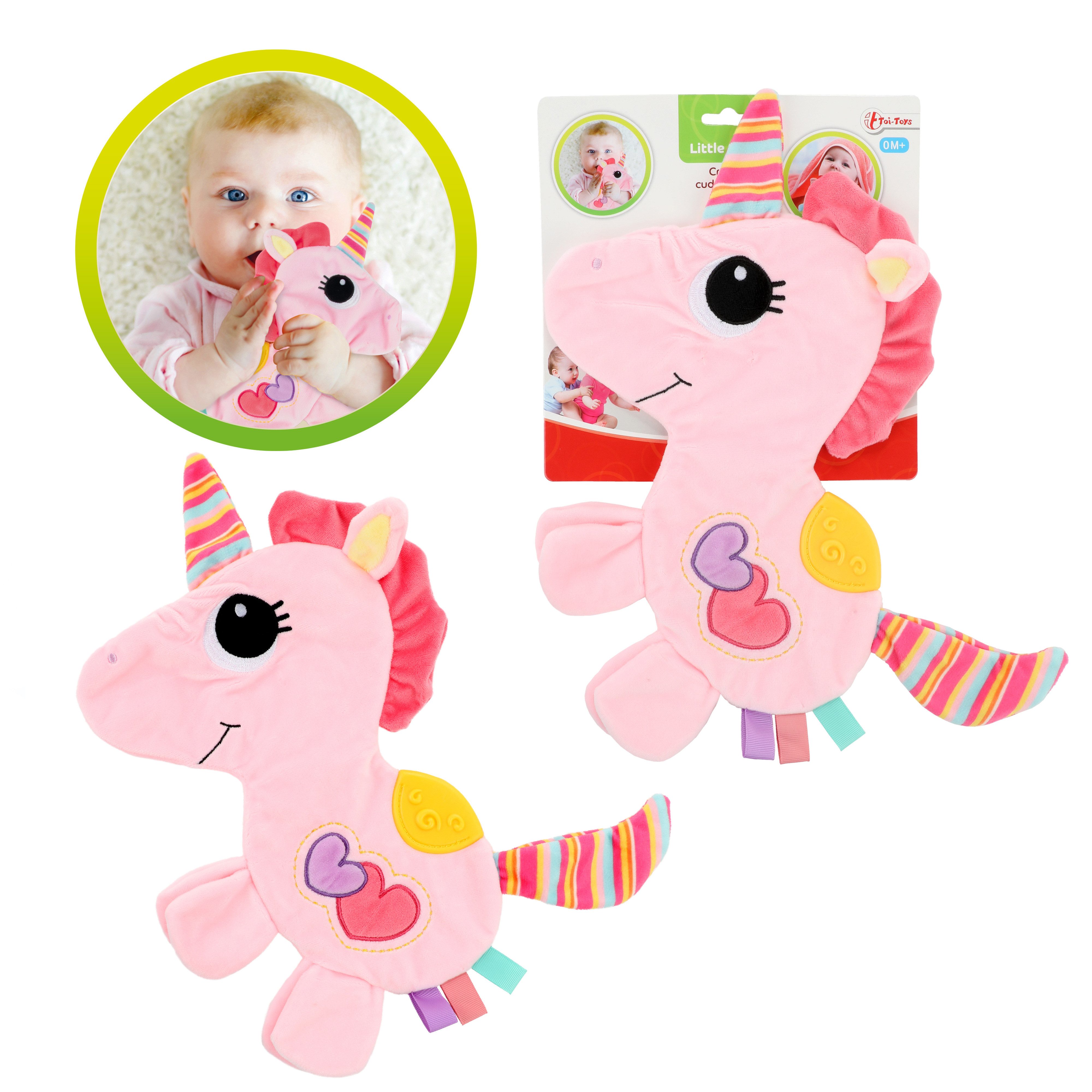 Toi-Toys Kuscheltier Toi-Toys LITTLE STARS Baby Knistertuch – Einhorn Schmusetuch, Einhorn-Design