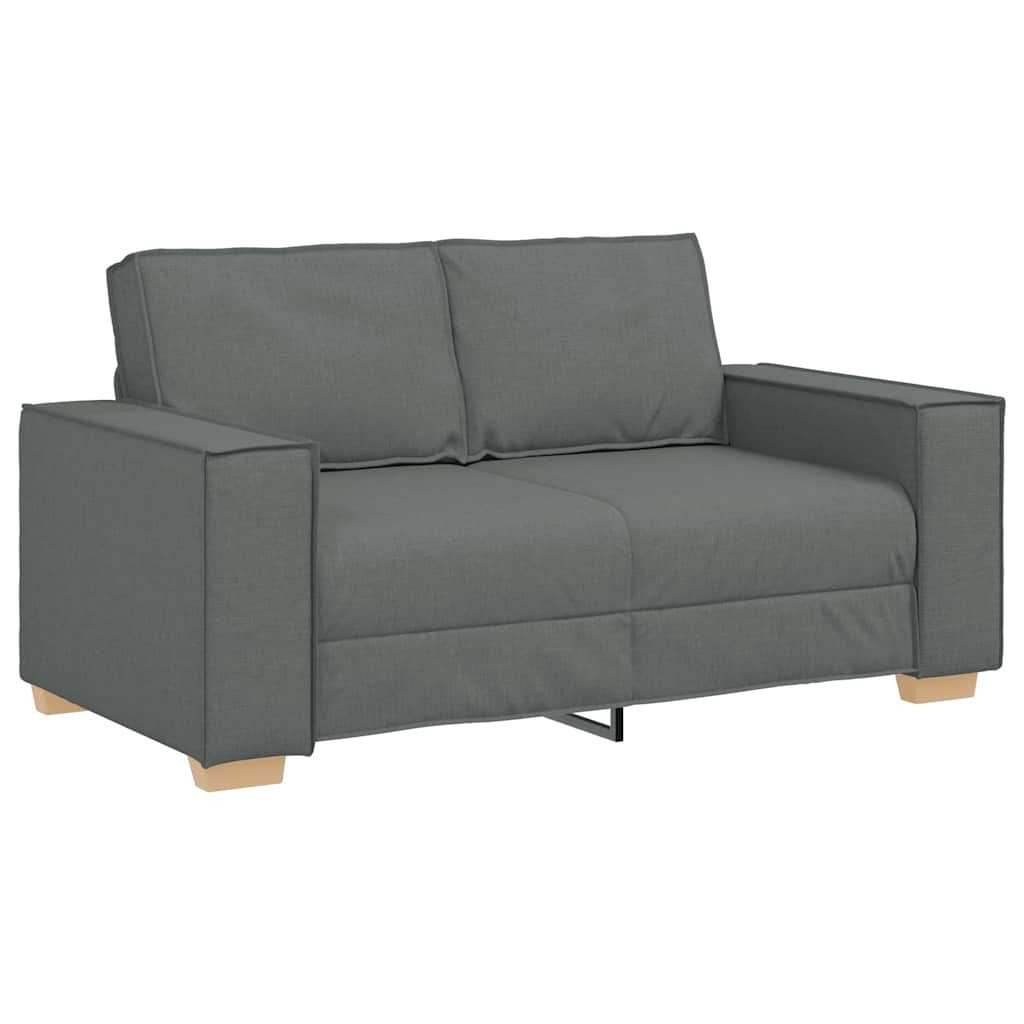 vidaXL Sofa 2-tlg. Sofagarnitur mit Kissen Dunkelgrau Stoff