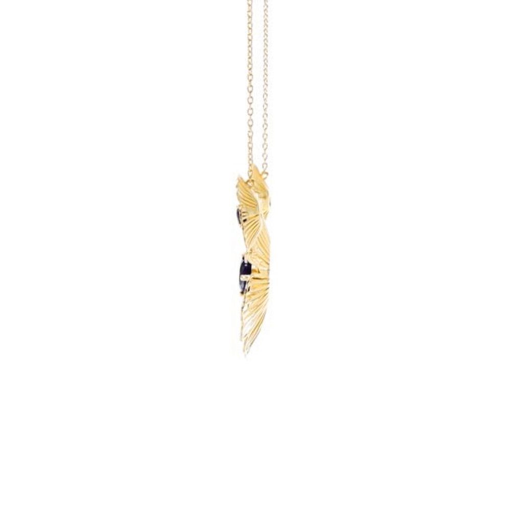 Cavill Silberkette Cavill Silbercollier 2,12 ct Madagaskar Saphir, vergoldet, floral (1-tlg)