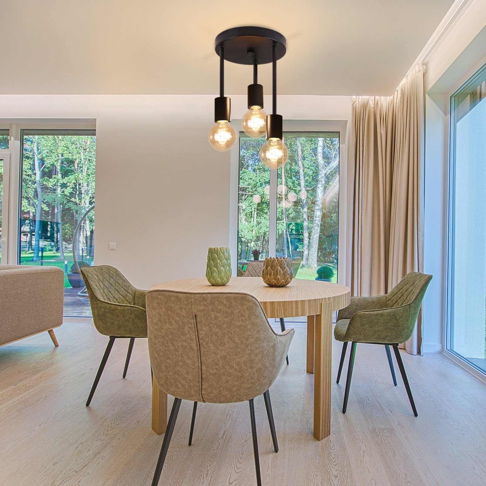 Nettlife Deckenstrahler Schwarz Vintage E27 3 Flammig Schlafzimmer Deckenle günstig online kaufen