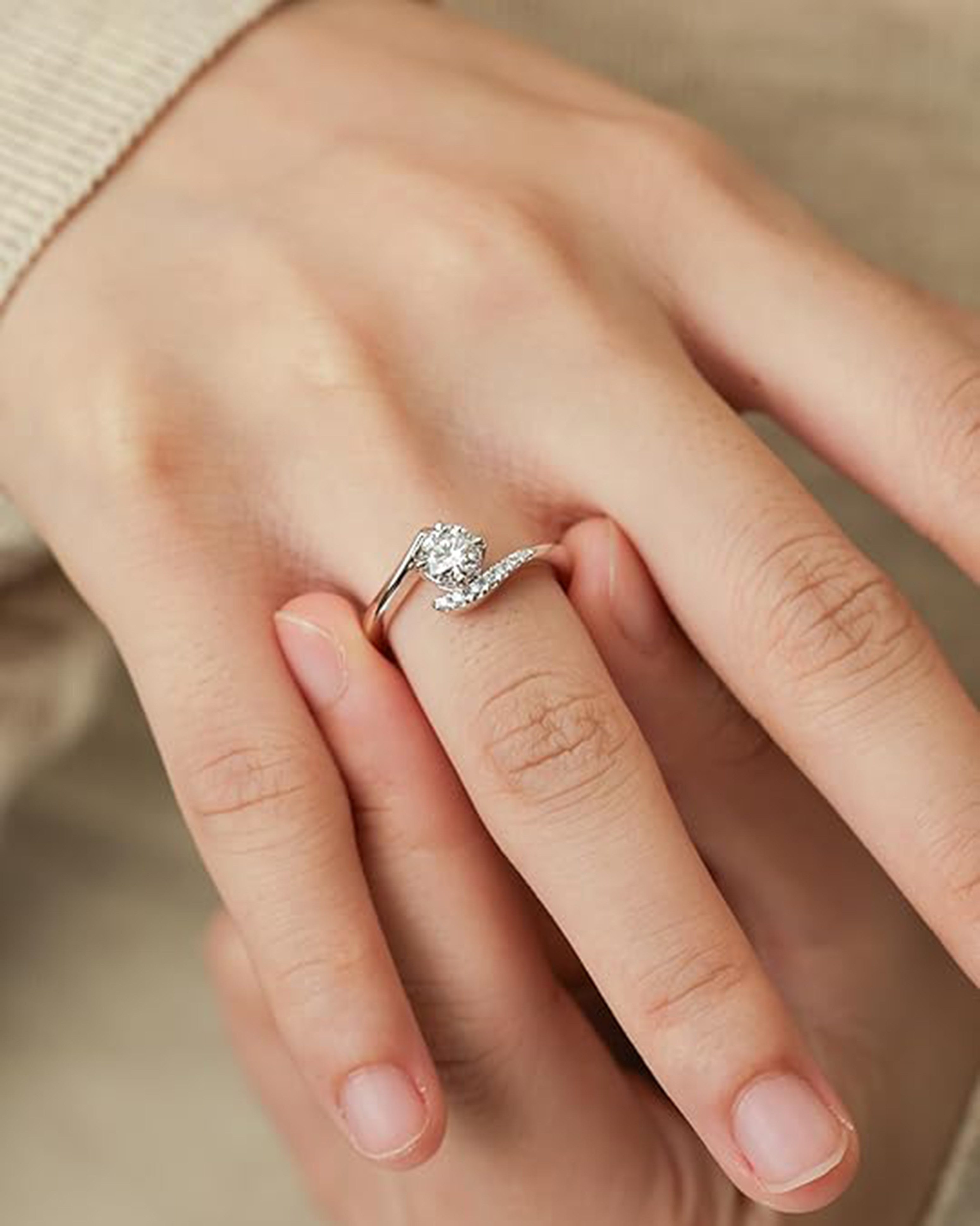 Jumpeak Diamantring 585er 1-Karat-Rundbrillant Labordiamant, Damen-Verlobungsring, 1CT,e,vs1,3ex,mit Zertifikat,valentinstag geschenk für sie