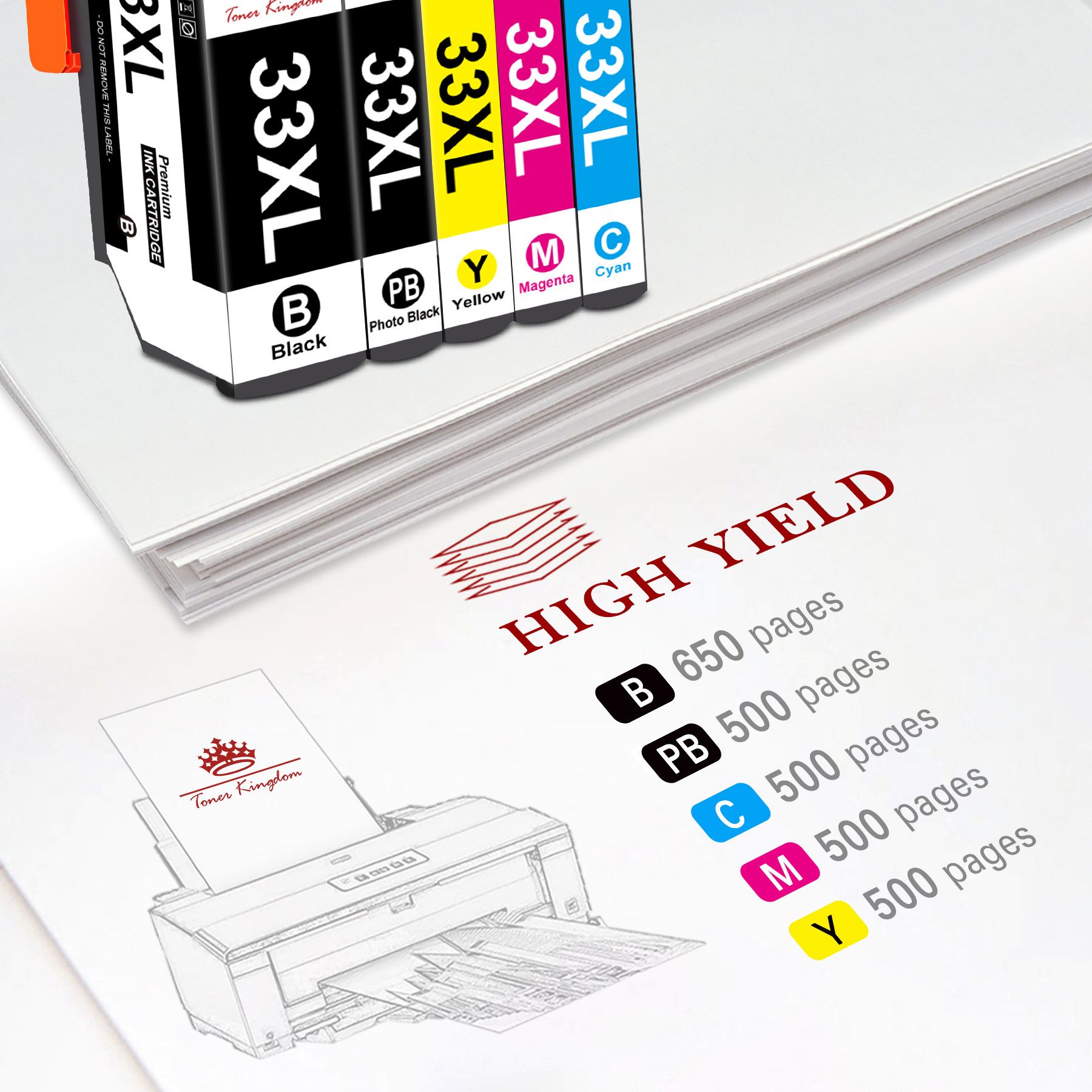 Thumbnail - Toner Kingdom 5/15er ersetzt für Epson 33 XL 33XL Tintenpatrone (Multi-pack T-3351/3361/3362/3363/3364 für Epson Express...