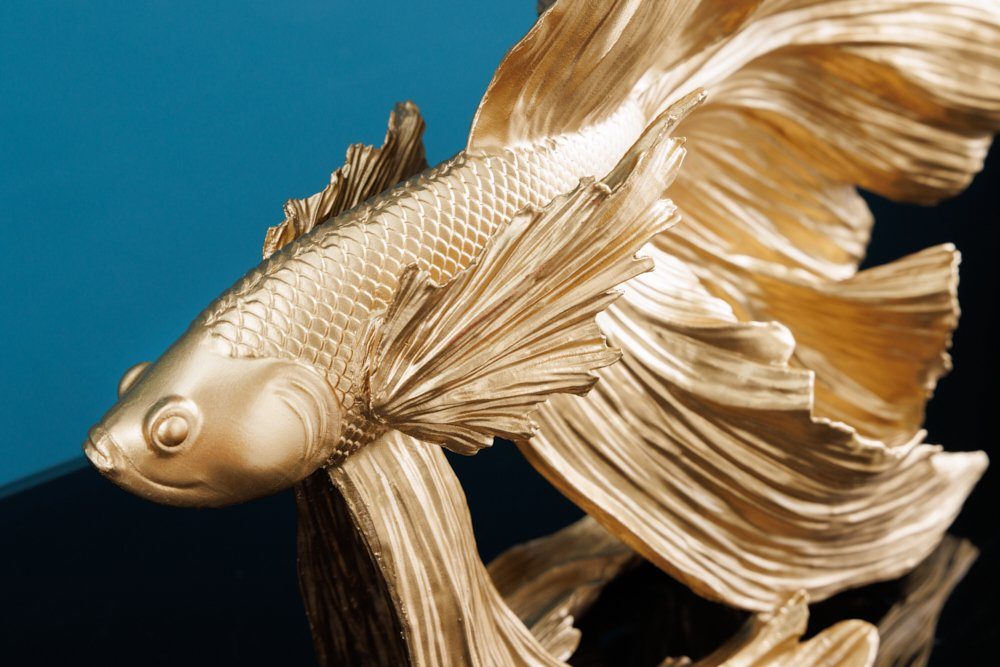 riess-ambiente Tierfigur CROWNTAIL 35cm 1 Kampffisch Betta · gold Kunststein · Wohnzimmer · · Urban (Einzelartikel, Jungle Skulptur St)