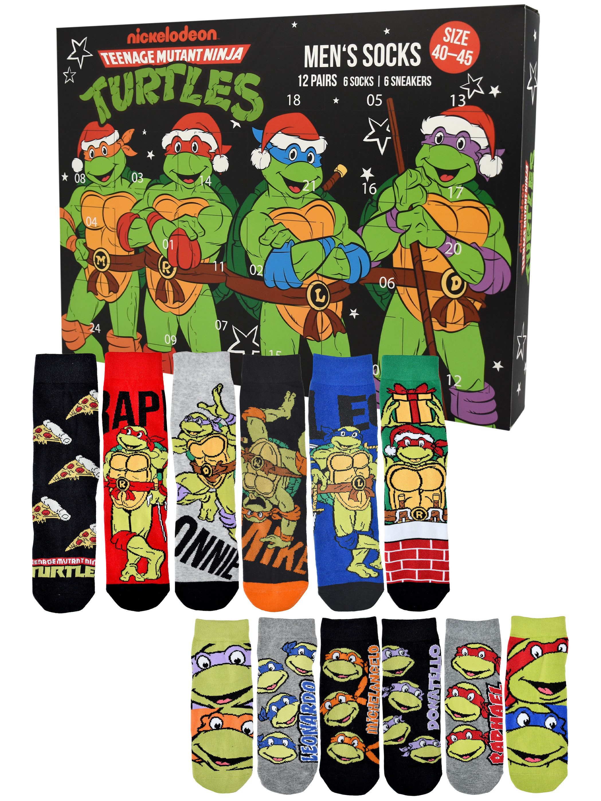 United Labels® Adventskalender Teenage Mutant Ninja Turtles Socken Adventskalender 12 Paar Socken
