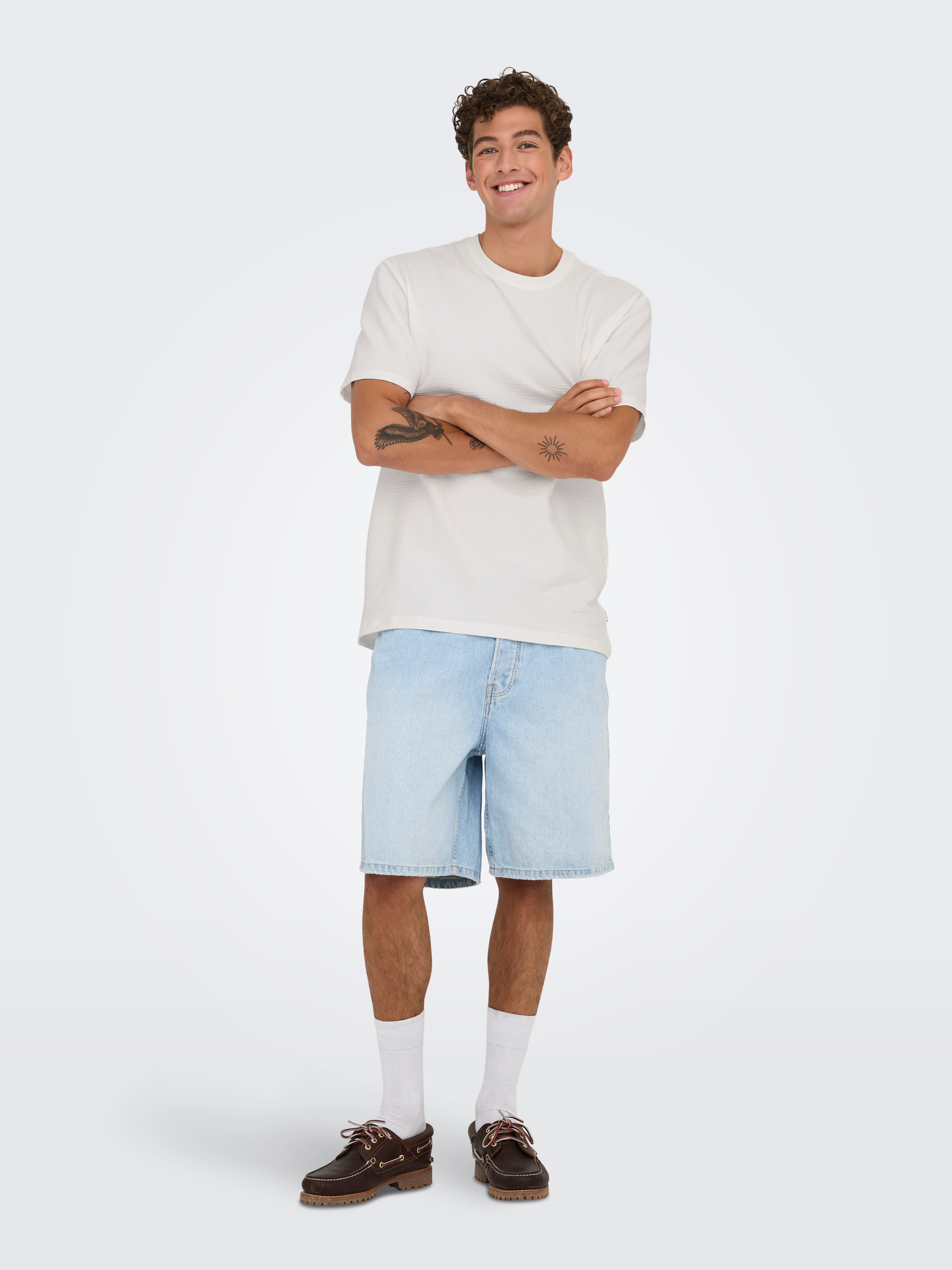 ONLY & SONS Rundhalsshirt ONSKIAN LIFE REG SEERSUCKER SS TEE NOOS
