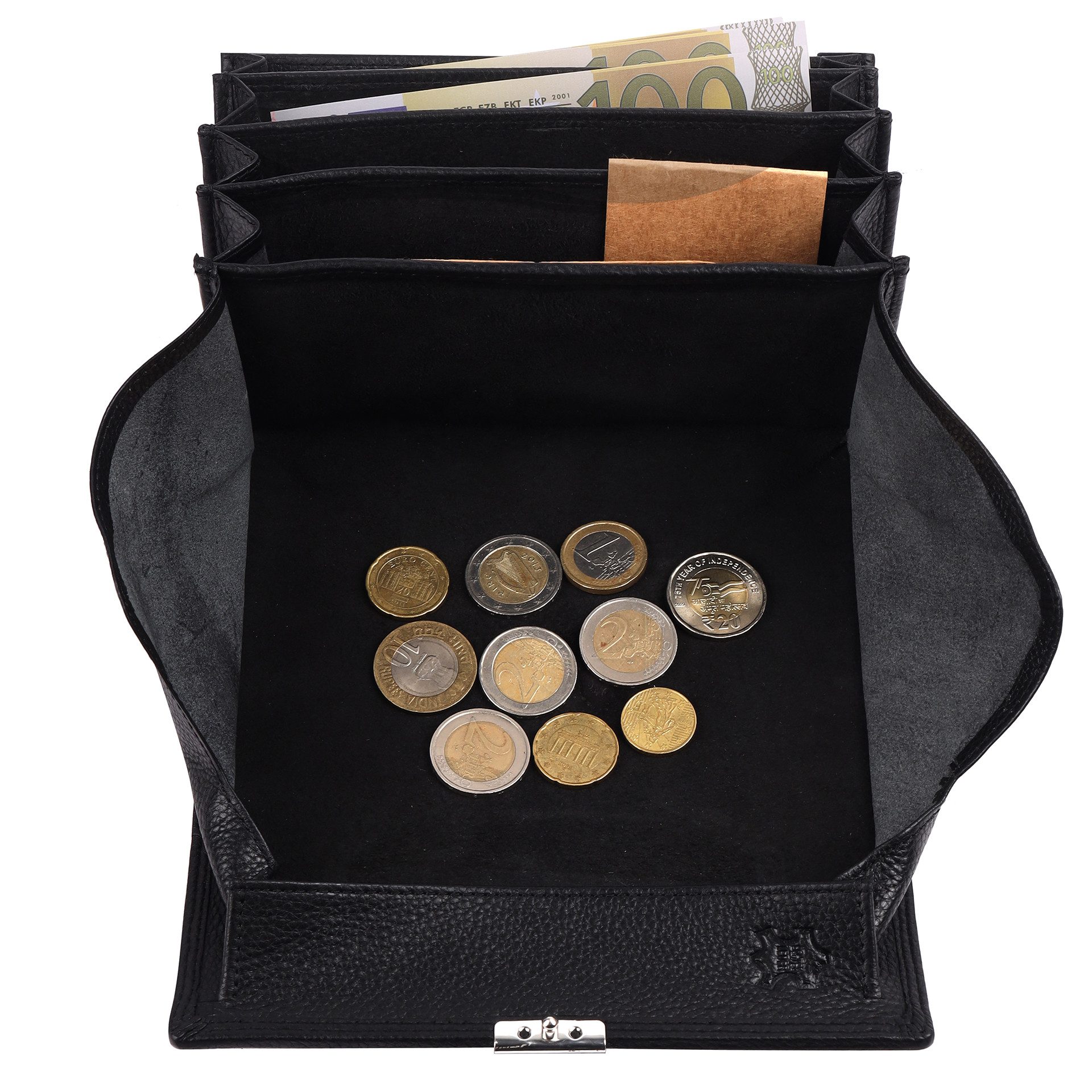 Benthill Geldbörse Kellner Echt Leder Kellnergeldbörse Taxibörse RFID Profi Kellnerbörse, RFID-Schutz Kartenfächer Münzfach Reißverschlussfach