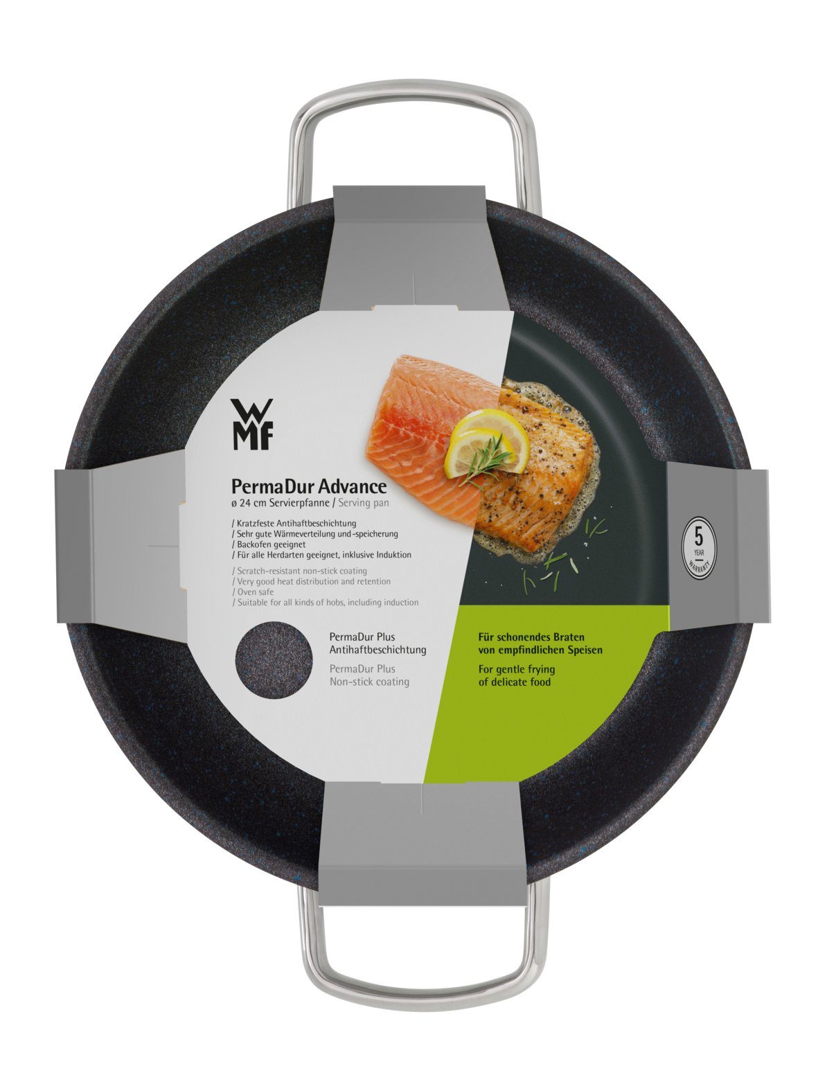 WMF Bratpfanne PermaDur Advance Servierpfanne, 24 cm, Cromargan® Edelstahl rostfrei 18/10 (1-tlg., 1x Servierpfanne beschichtet 24 cm optimal für Herdplatten mit Ø 18 cm)